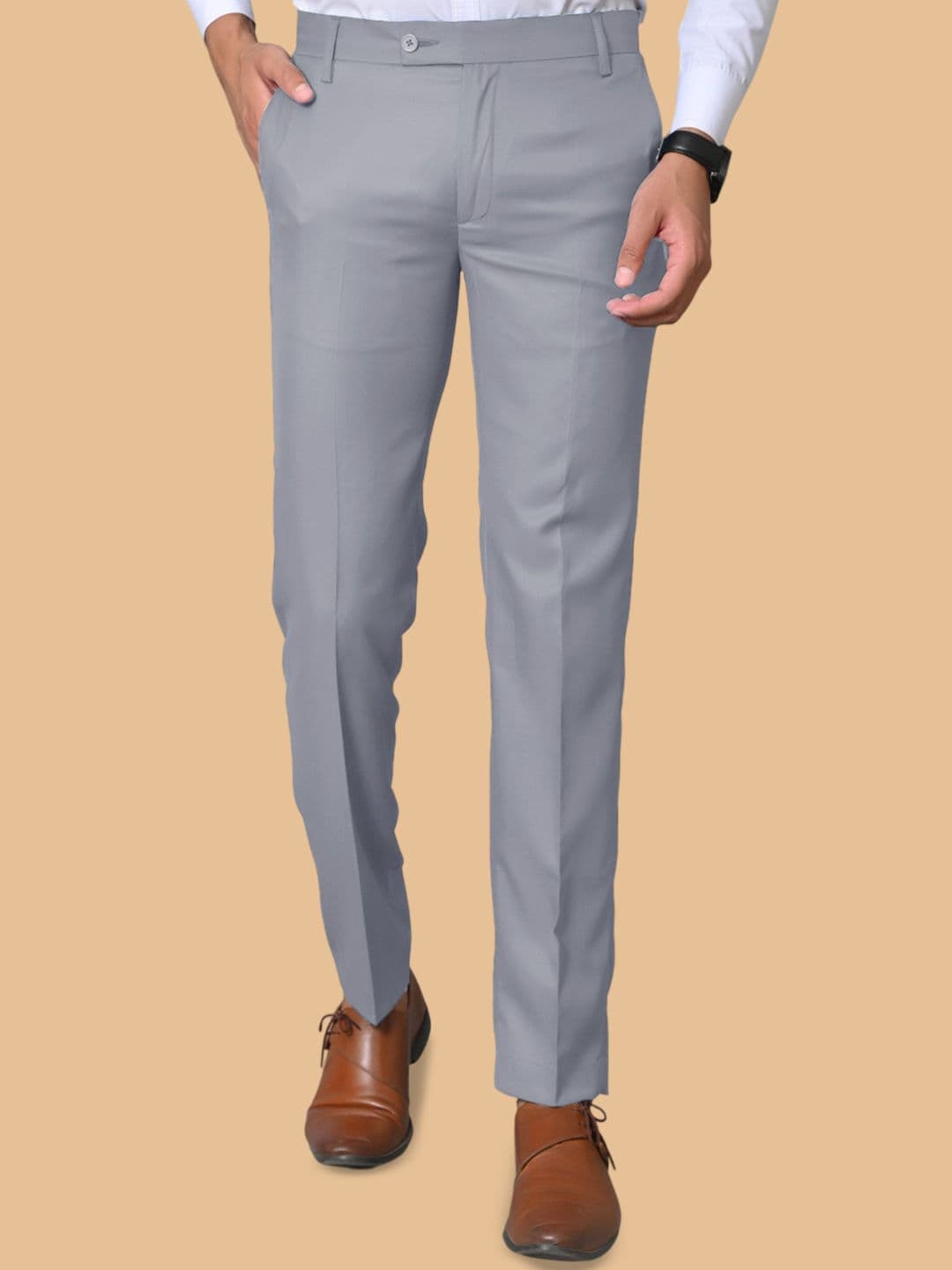 el cielo Men Tailored Regular Fit Easy Wash Pleated Formal Trousers - view 1