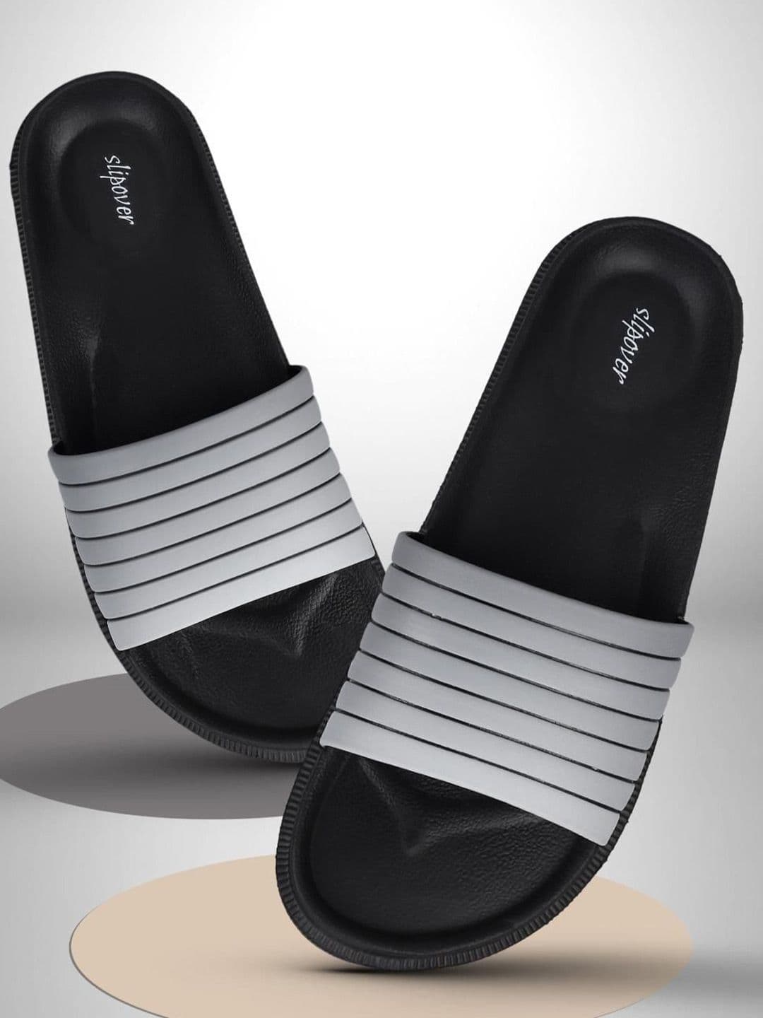 Slipover Men Striped Sliders - view 1