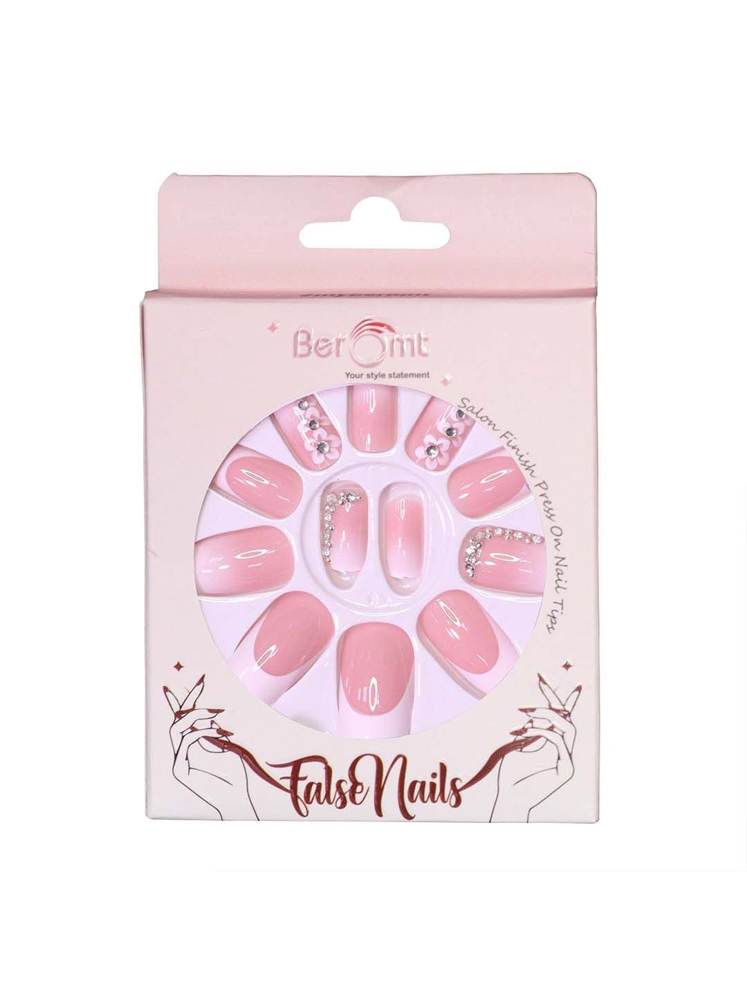 BEROMT Set Of 12 Stick On Printed Nails With Application Kit- BFN780BPN Pink - view 1