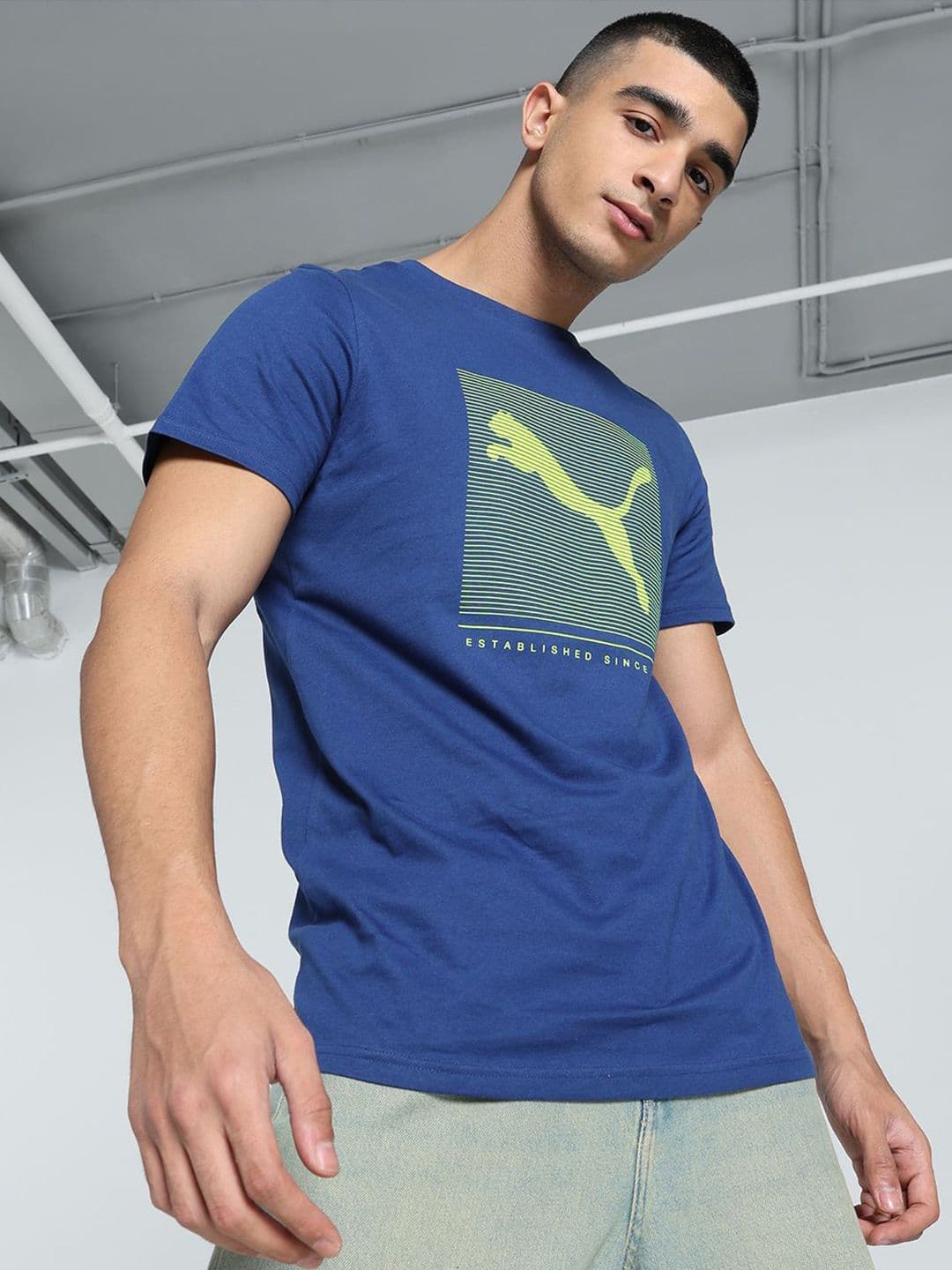 Puma Ess Striped Slim-Fit Logo Graphic T-Shirt - view 1