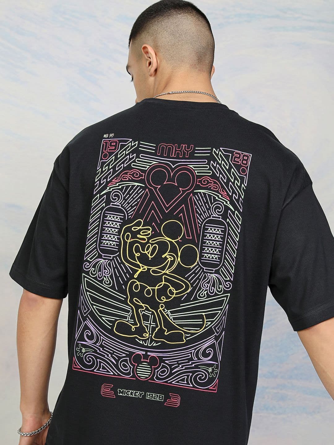 HIGHLANDER Men Mickey Mouse Printed Drop Shoulder Sleeves Tshirt - view 1