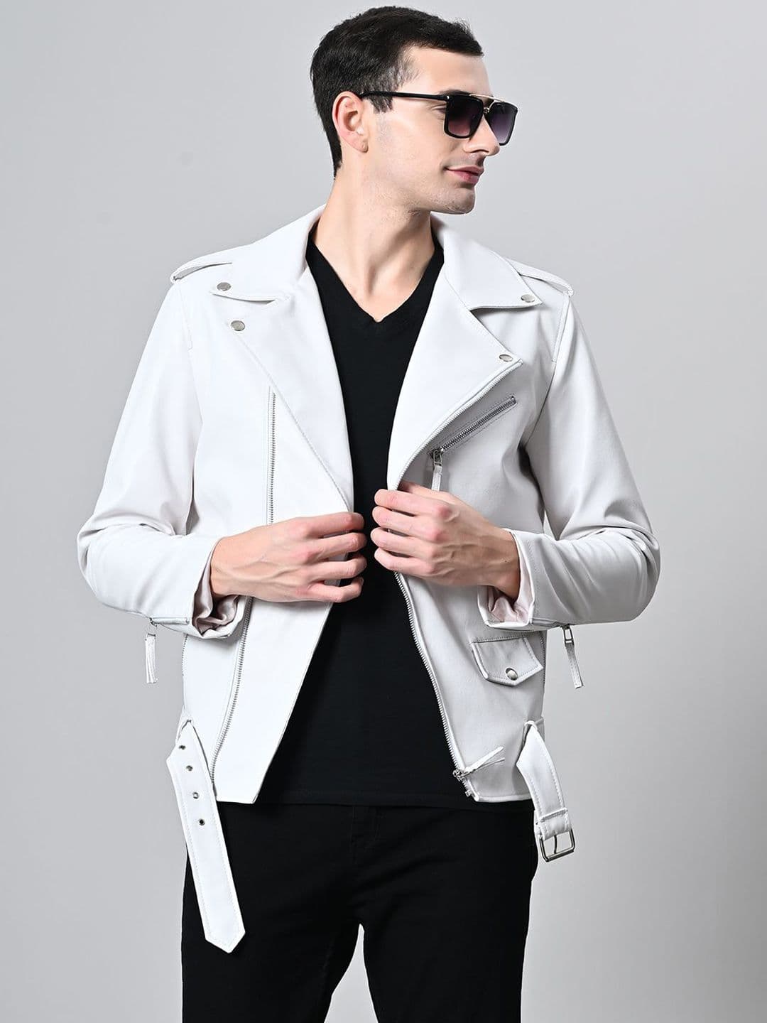 TBOJ Men Leather Lightweight Biker Jacket - view 1