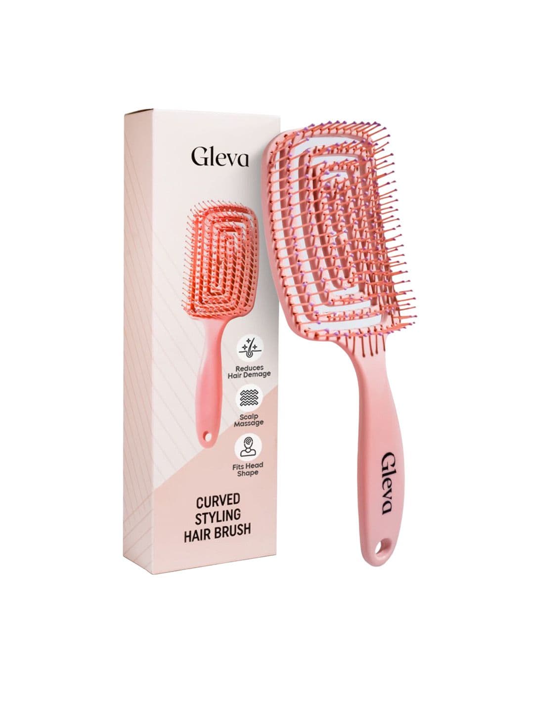 Gleva Curved Vented Hair Brush - Pink - view 1