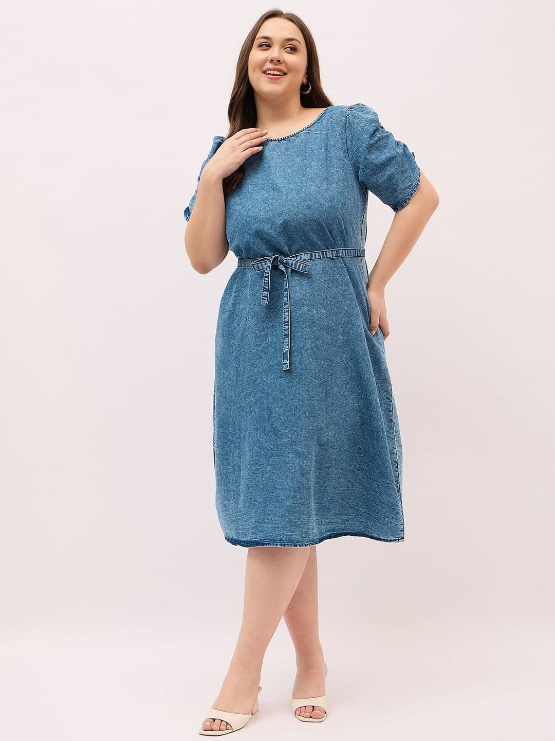 DressBerry Curve Denim A-Line Midi Dress - view 1