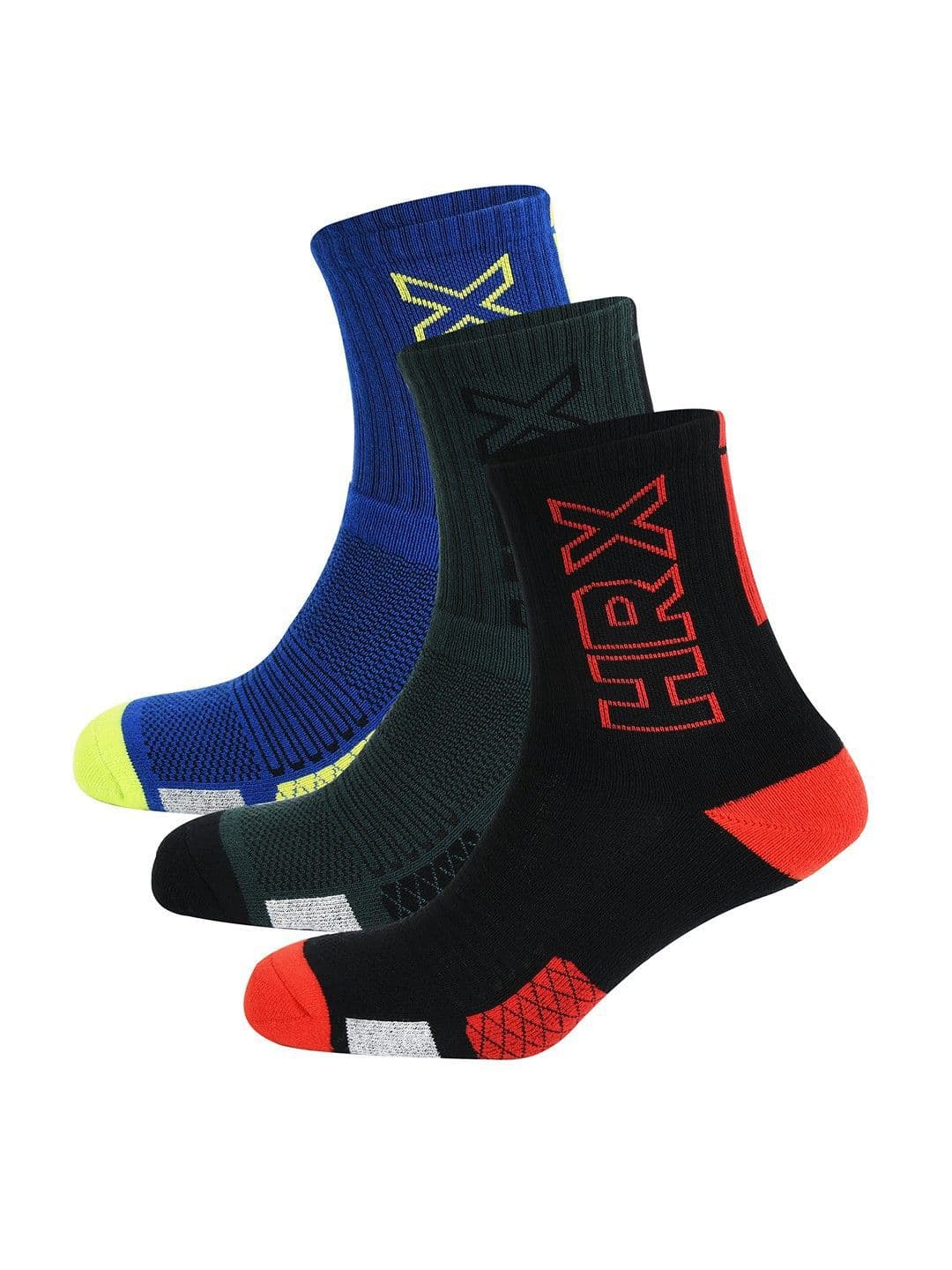 HRX by Hrithik Roshan X fwd Men Pack Of 3 Patterned Cotton Calf Length Socks - view 1