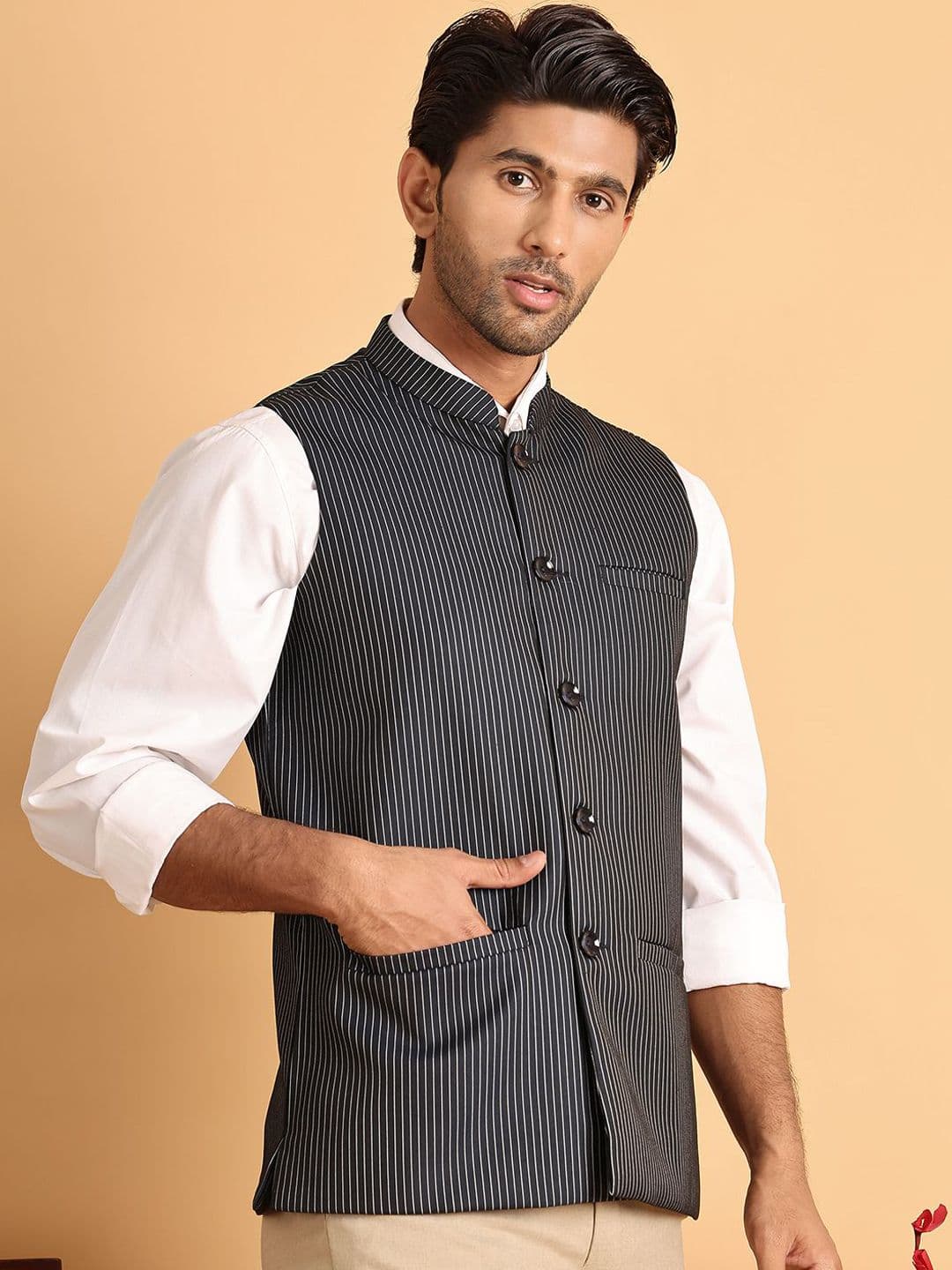 Jompers Men Striped Woven Nehru Jacket - view 1