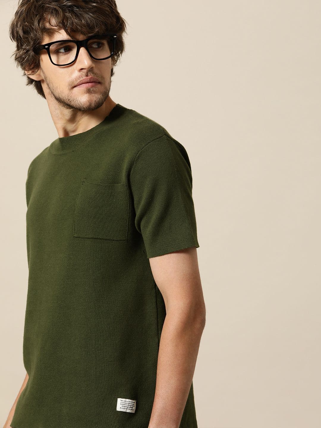 Mr Bowerbird Men Olive Green Solid T-shirt - view 1