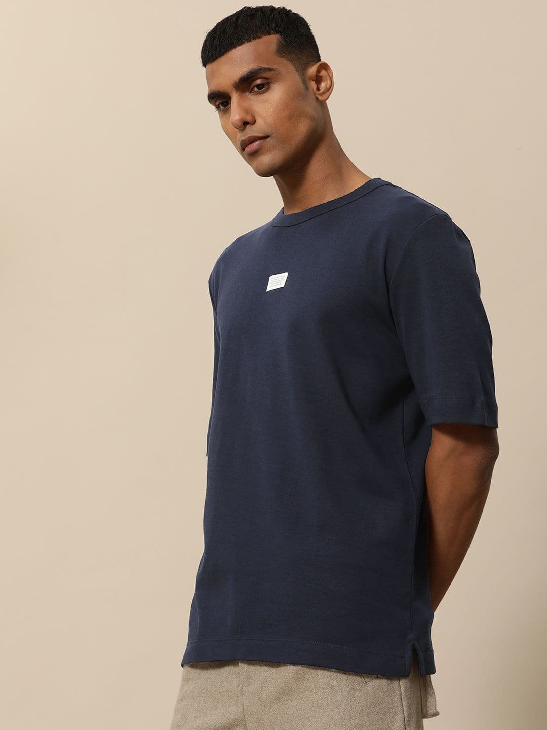 Mr Bowerbird Men Navy Blue Pure Cotton Philosophy Oversized T-shirt - view 1