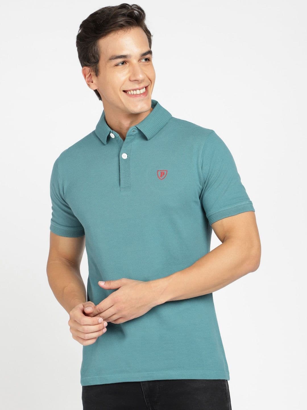 Provogue Men Polo Collar Applique Slim Fit T-shirt - view 1