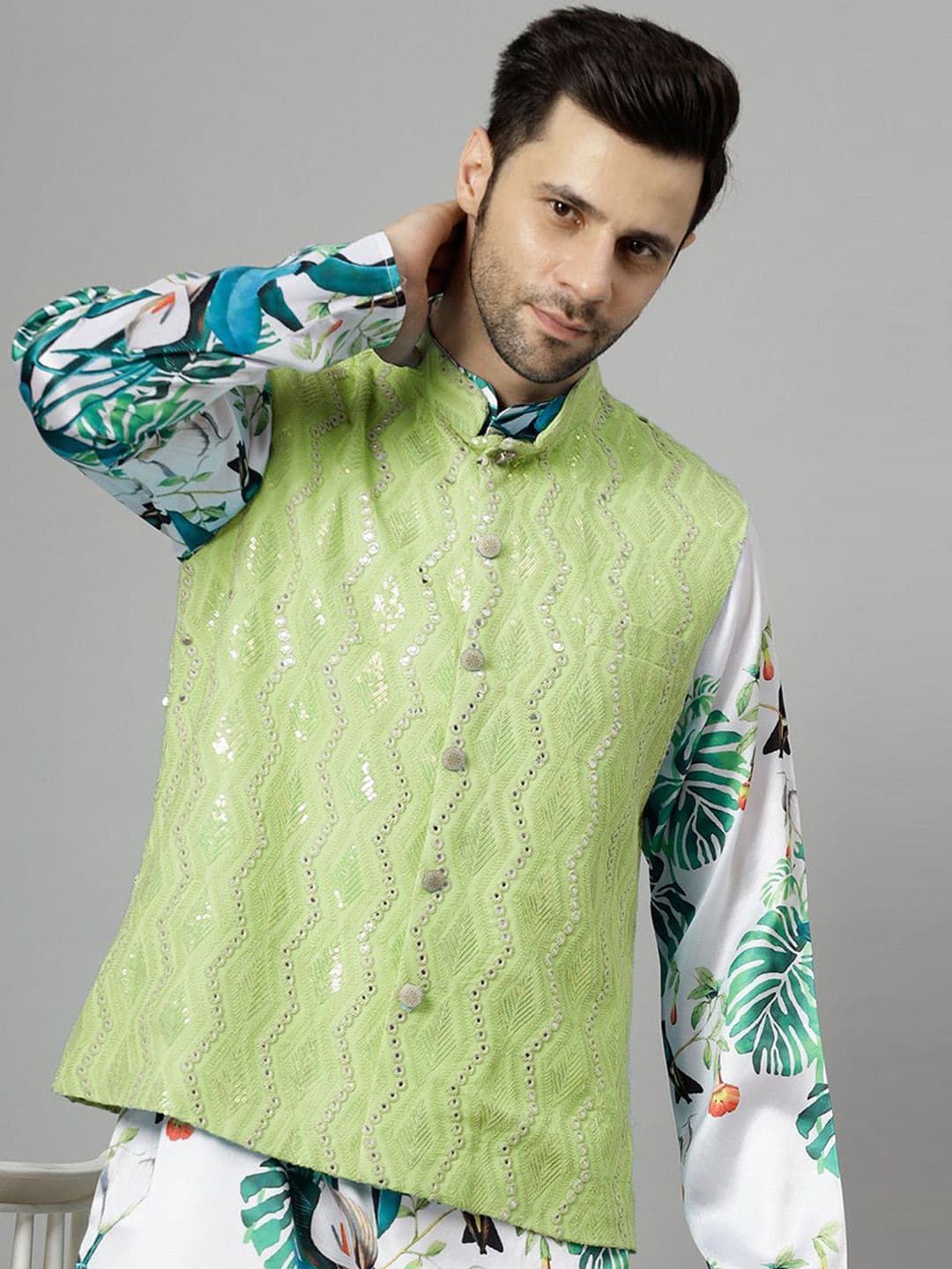 Utsav Fashion Men Embellished Nehru Jacket - view 1