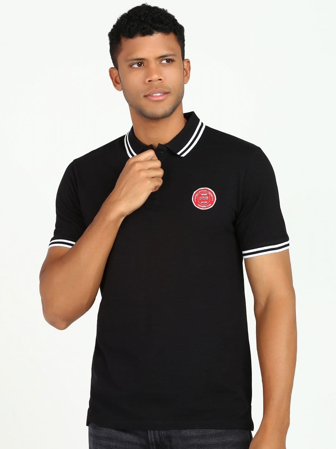 Provogue Men Polo Collar Applique Slim Fit T-shirt - view 1