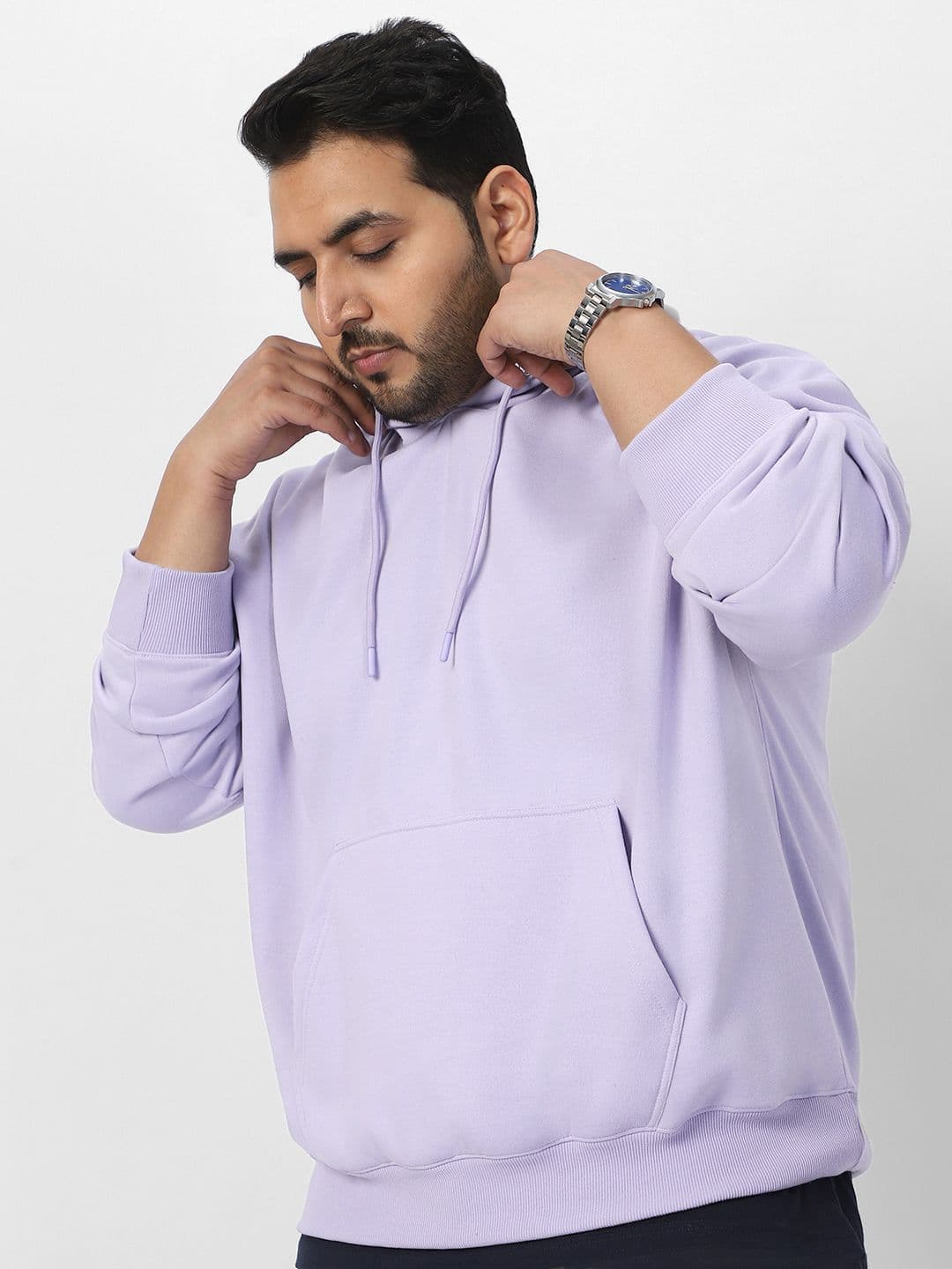 Urbano Plus Men Plus Size Cotton Solid Oversized Hooded Neck Pullover Sweatshirt - view 1