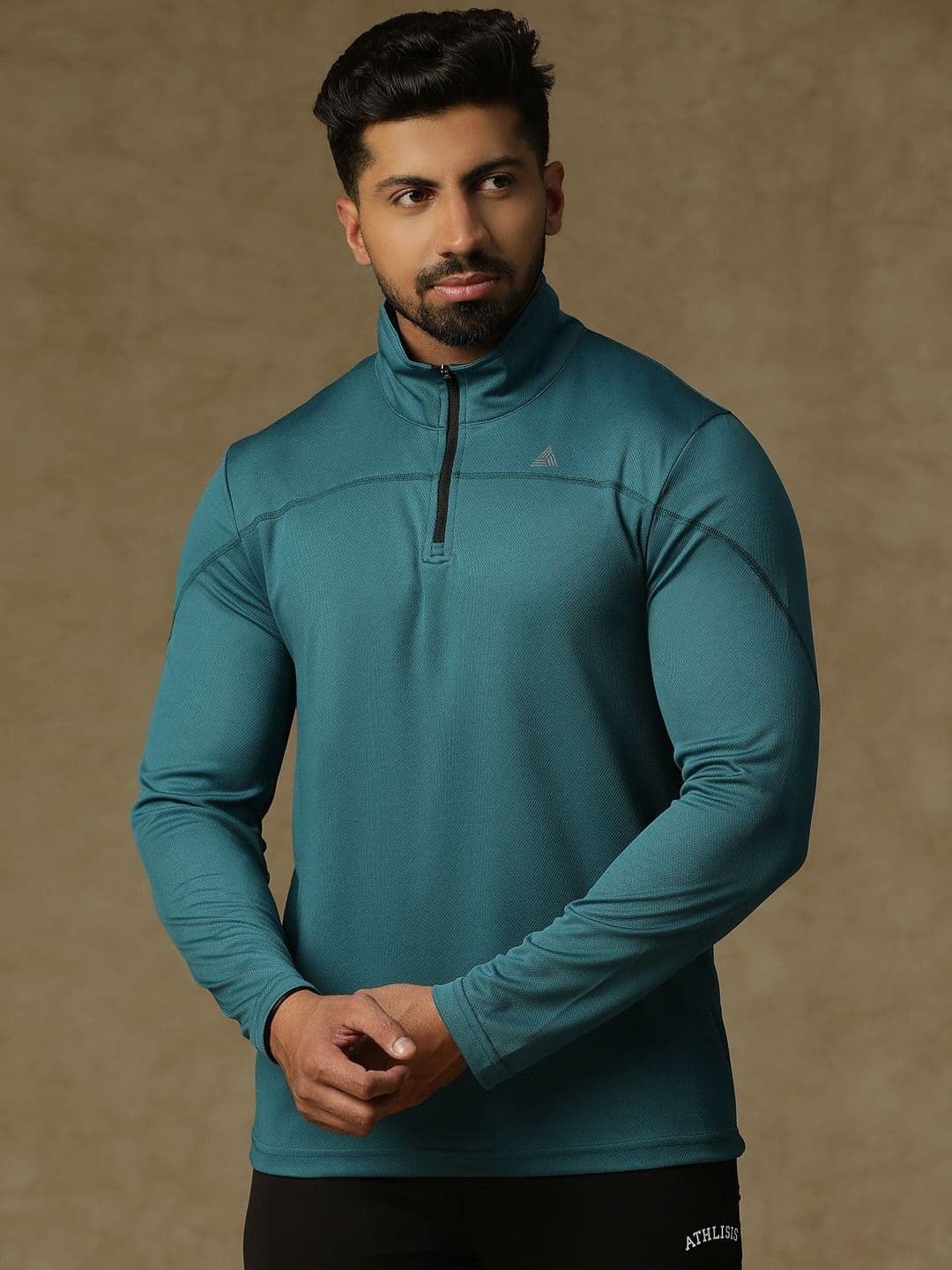 ATHLISIS Men Mandarin Collar Dri-FIT Pockets Slim Fit T-shirt - view 1