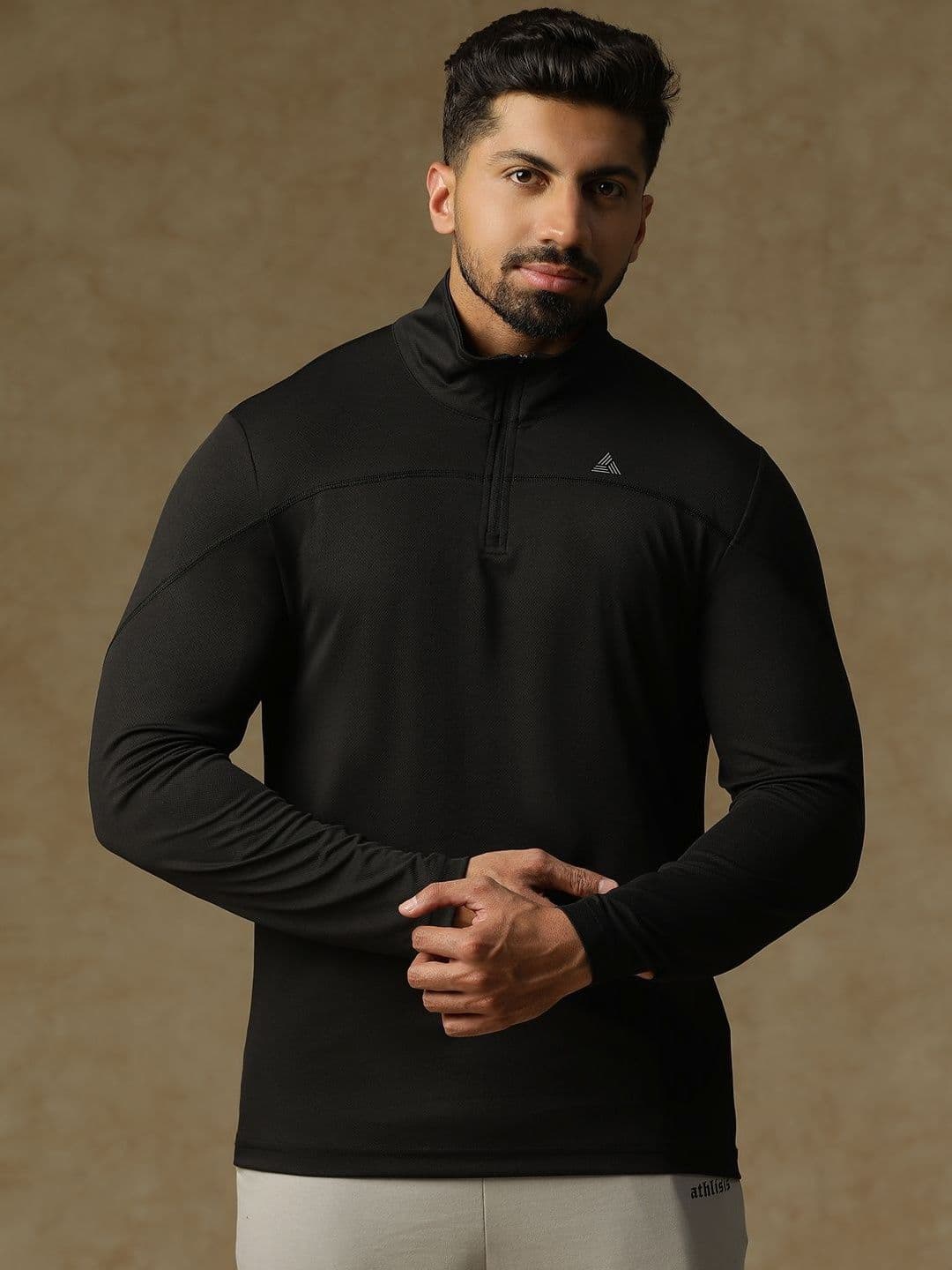ATHLISIS Men Mandarin Collar Dri-FIT Pockets Slim Fit T-shirt - view 1