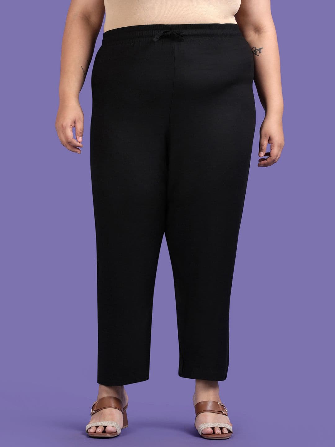 TWIN BIRDS Plus Size Women Solid Woven Relaxed Fit Palazzos - view 1