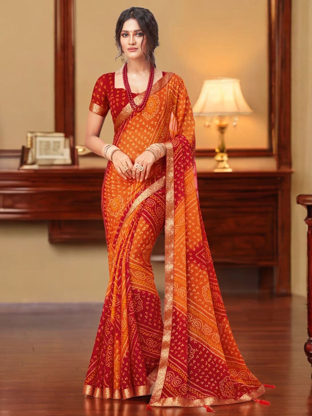KALINI Bandhani Pure Chiffon Bandhani Saree - view 1