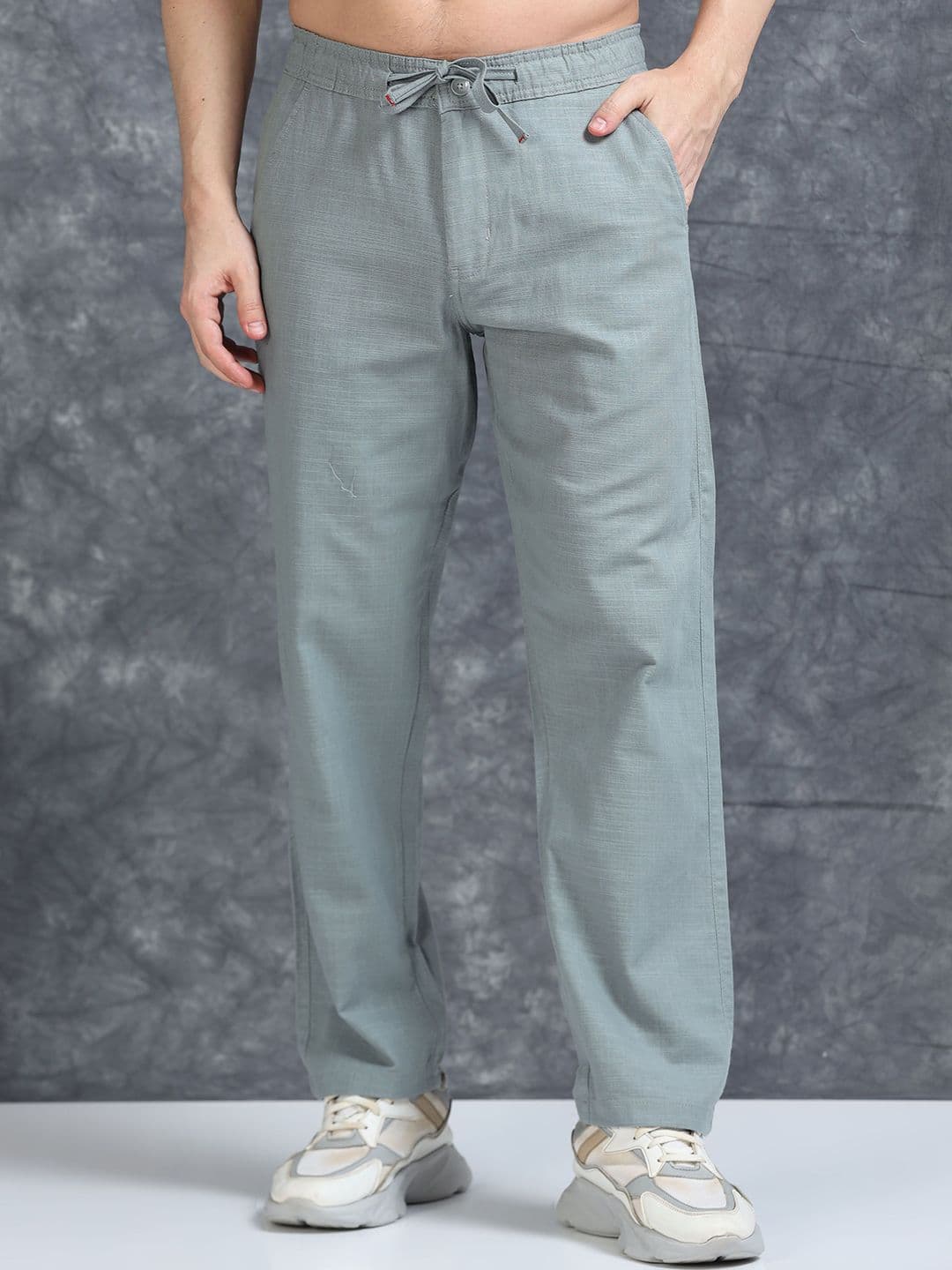 The Roadster Lifestyle Co Men Linen Relaxed Fit Mid Rise Trousers - view 1