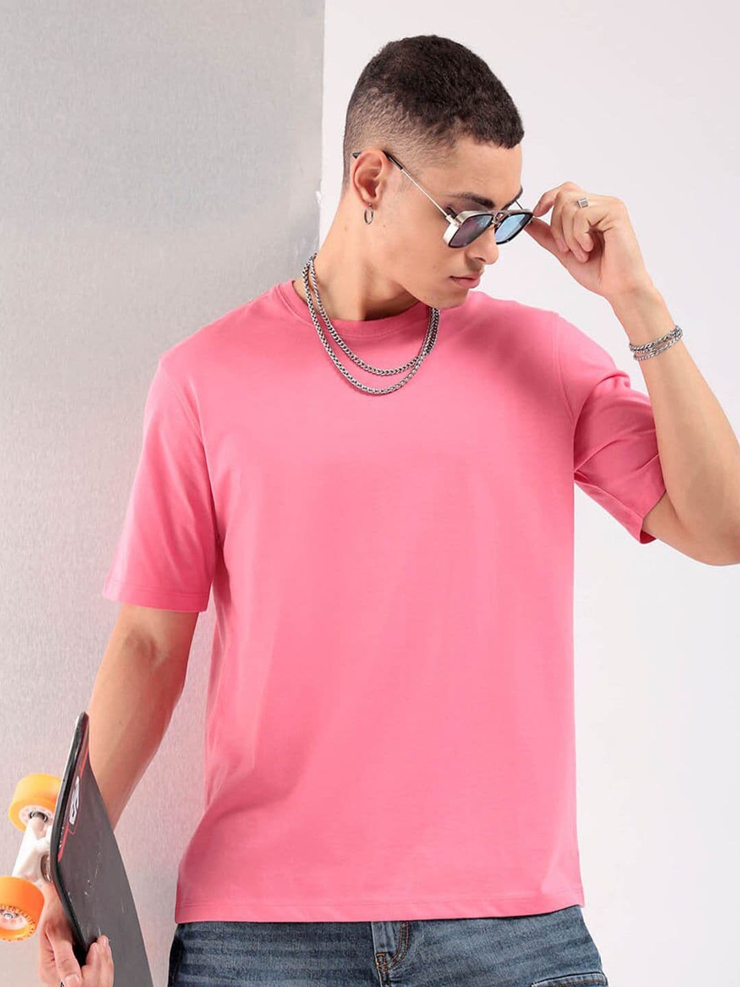 The Indian Garage Co Pink Round Neck Short Sleeves Regular T-shirt - view 1