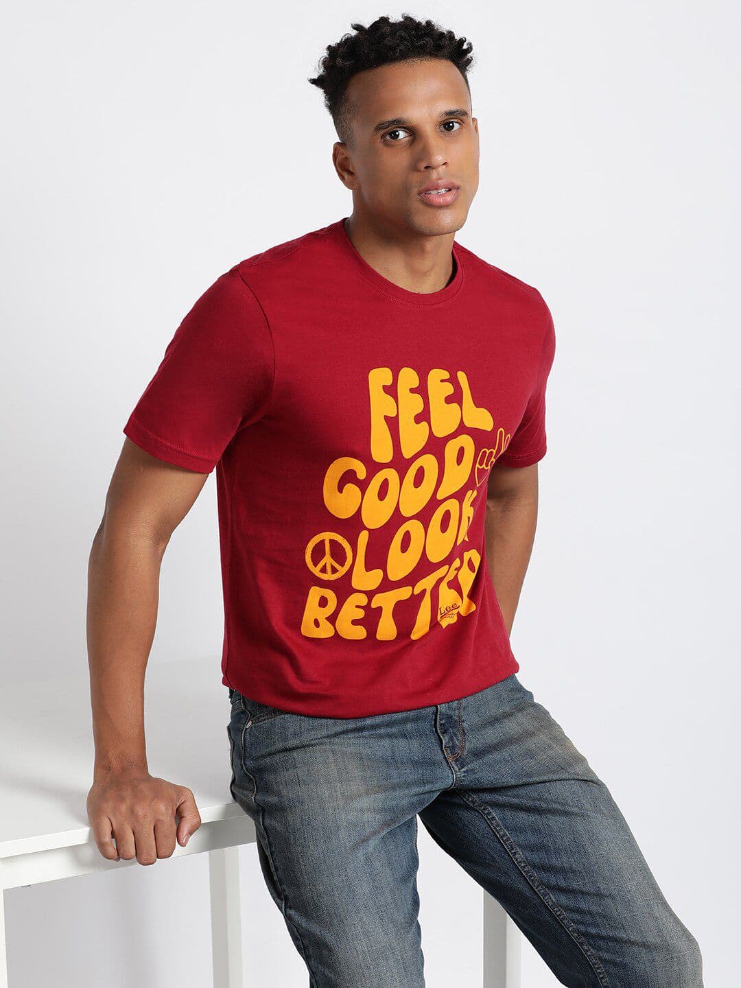 Lee Typography Printed Slim Fit Cotton T-Shirt - view 1