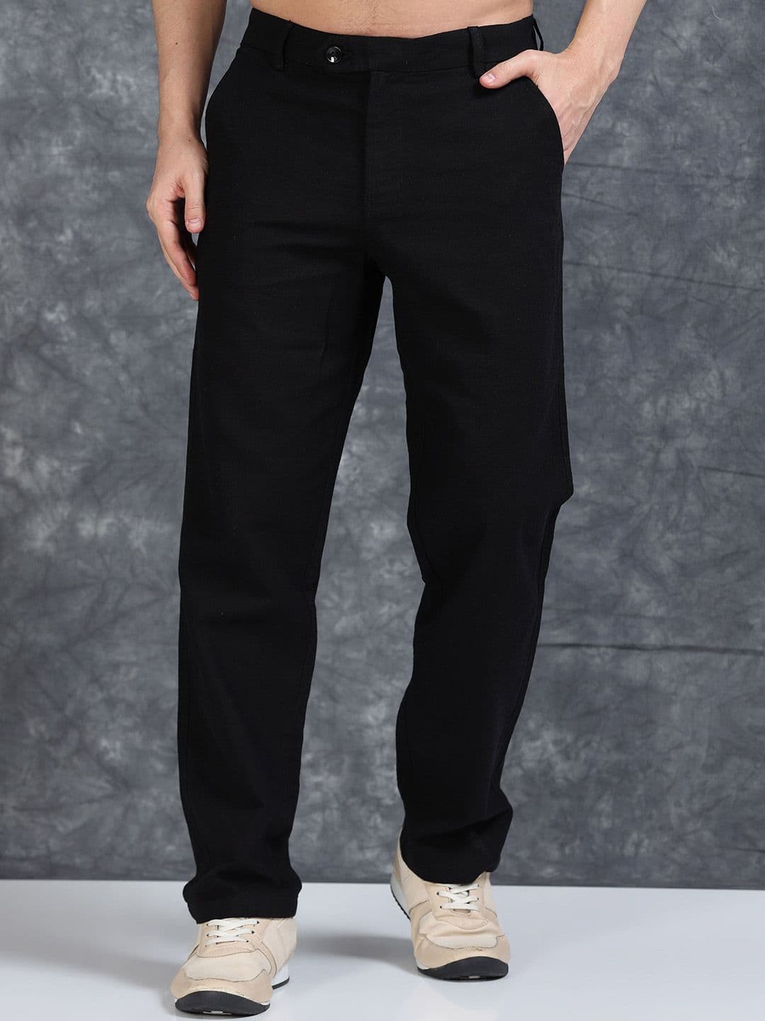 The Roadster Lifestyle Co Men Regular Fit Mid Rise Linen Trousers - view 1
