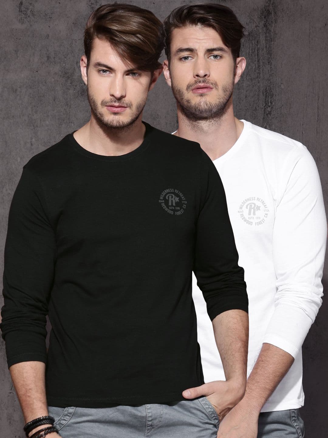 Roadster Men Pack of 2 Round Neck Pure Cotton T-shirts - view 1