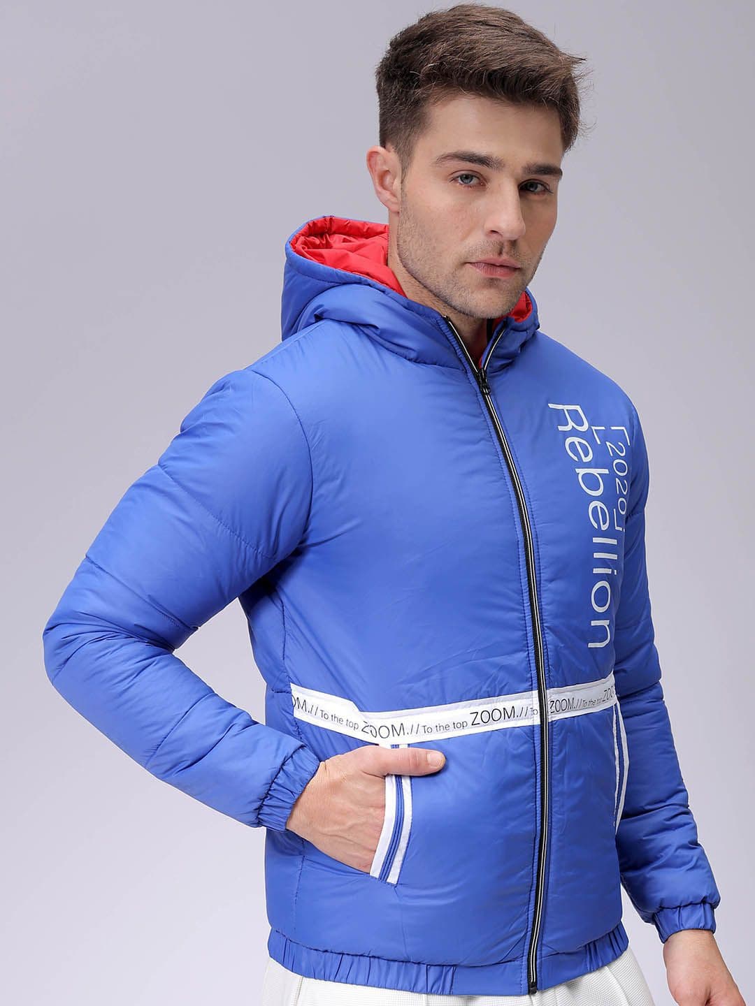 The Indian Garage Co Men Colourblocked Lightweight Puffer Jacket with Patchwork - view 1