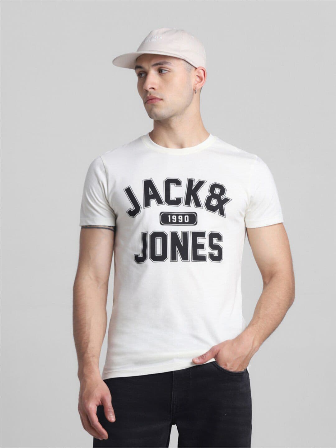 Jack & Jones Typography Printed Slim Fit Pure Cotton T-shirt - view 1