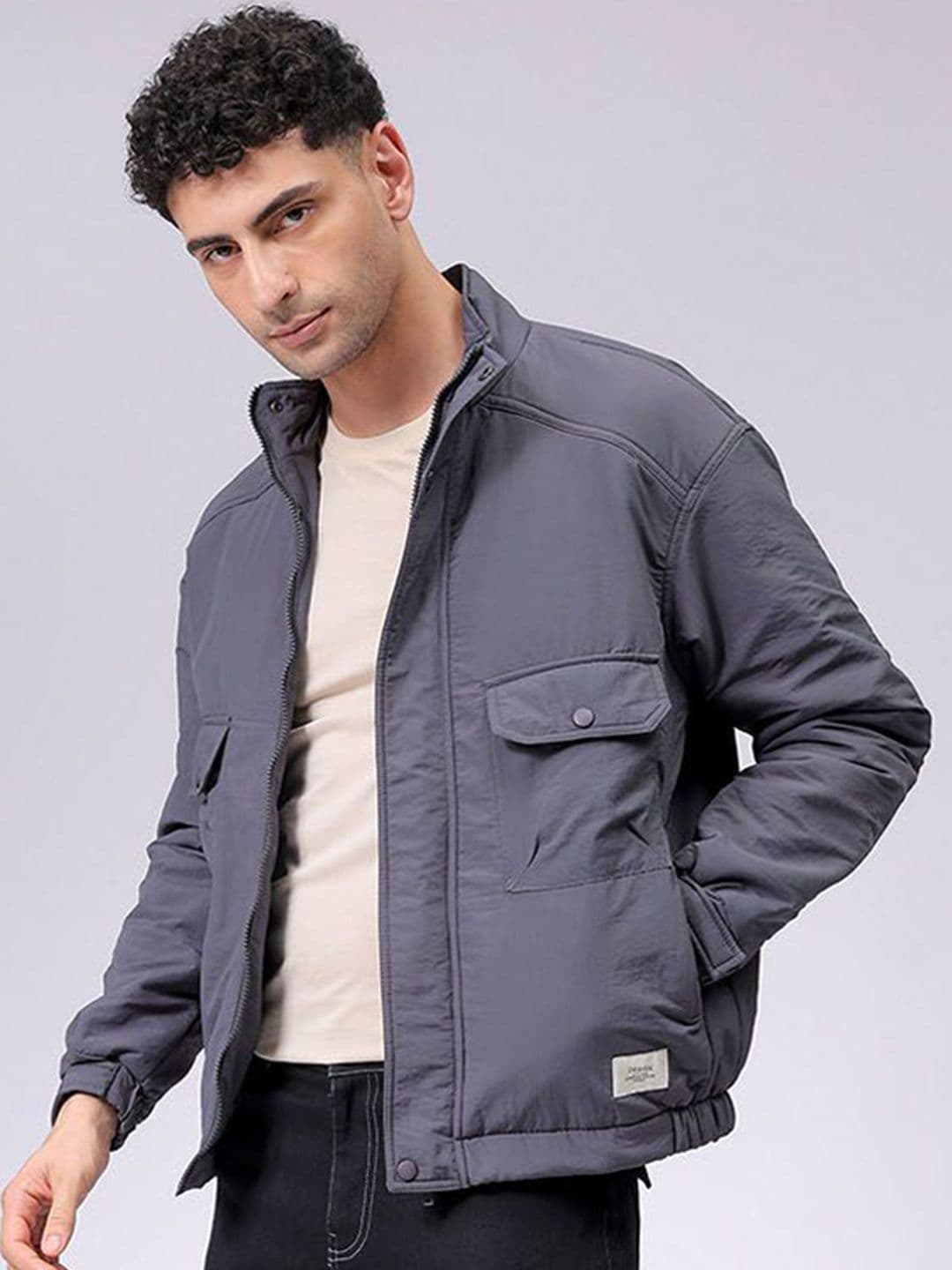 The Indian Garage Co Men Quilted Jacket with Patchwork - view 1