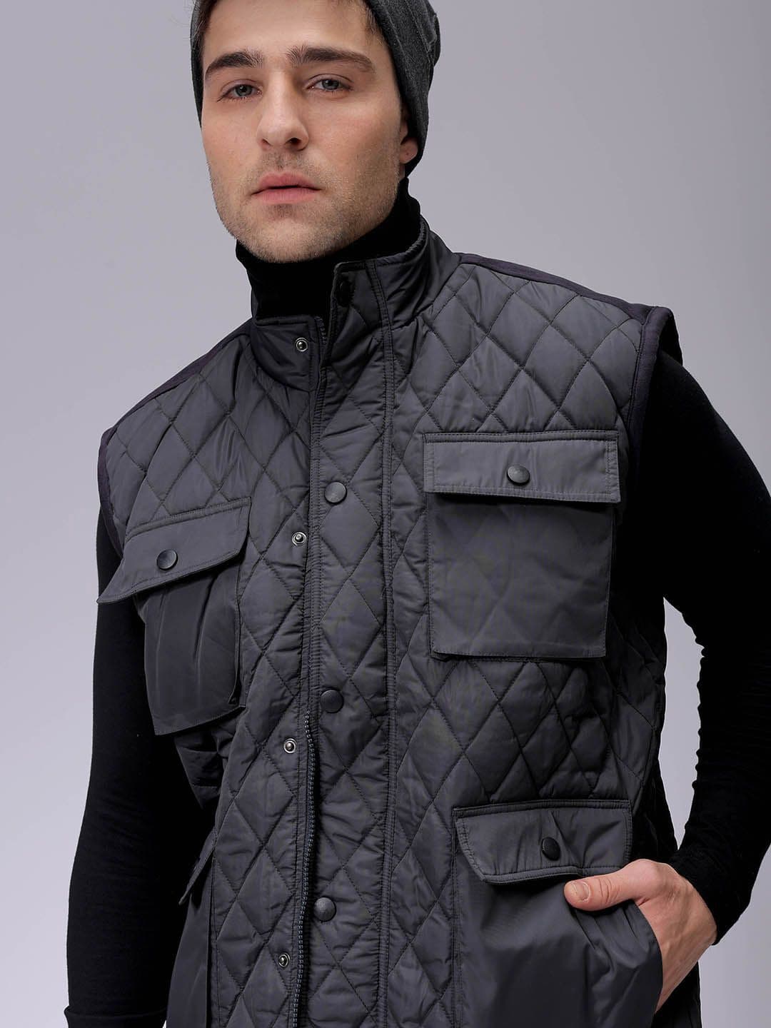 The Indian Garage Co Men Puffer Jacket with Patchwork - view 1
