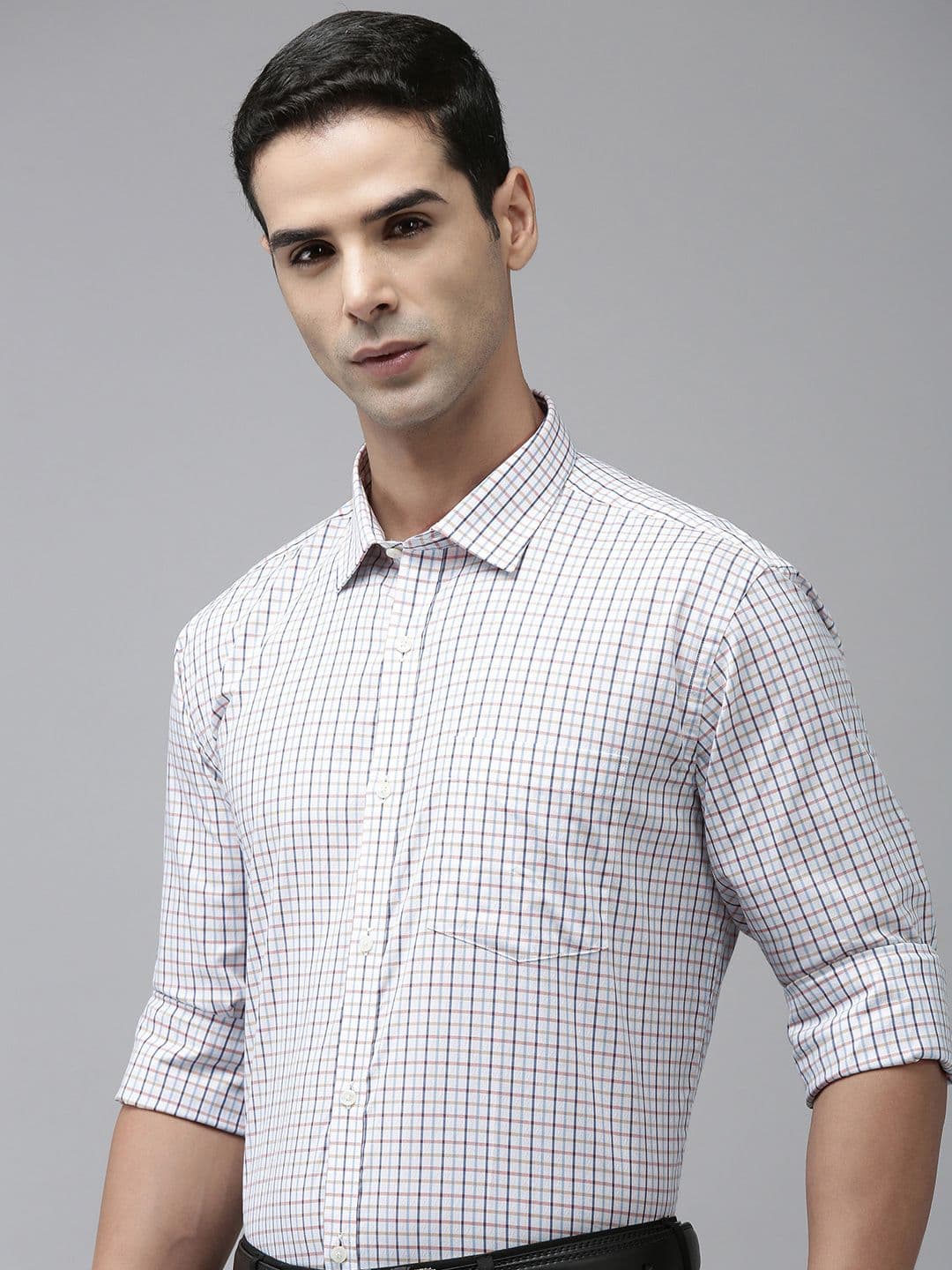 Park Avenue Slim Fit Micro Checked Pure Cotton Formal Shirt - view 1