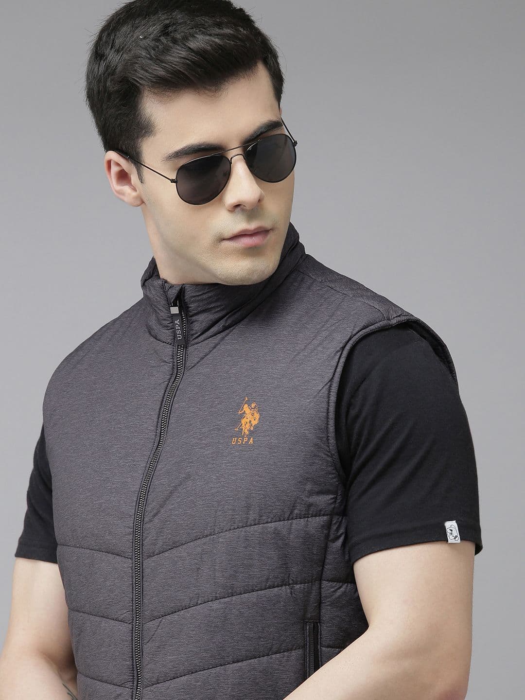 U.S. Polo Assn. Denim Co. U S Polo Assn Denim Co Men Grey Brand Logo Puffer Jacket - view 1