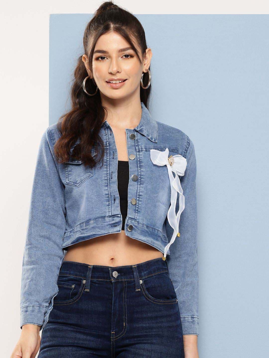The Roadster Lifestyle Co Self-Design Cropped Denim Jacket - view 1