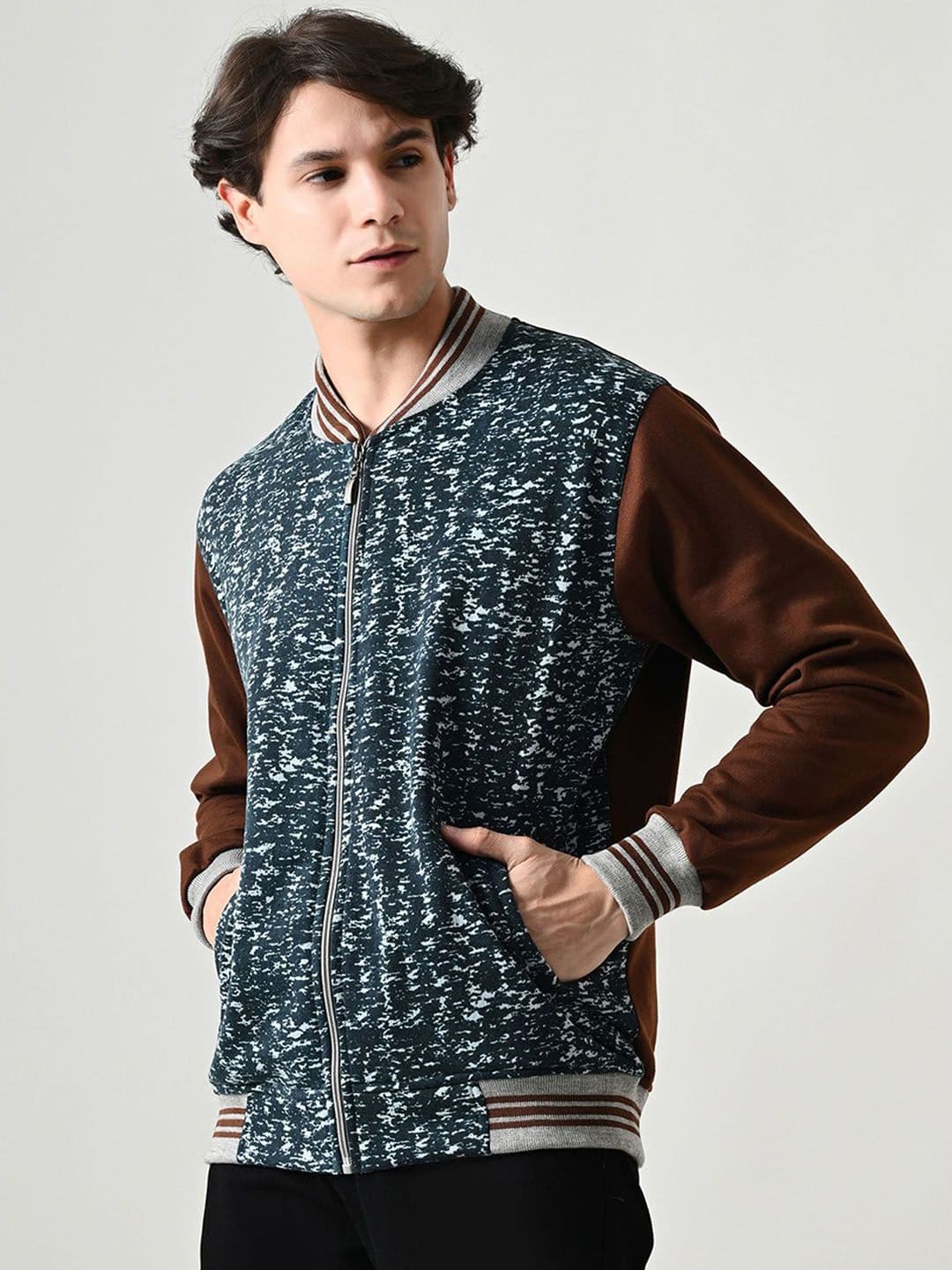 BAESD Men Fleece Lightweight Open Front Jacket with Embroidered - view 1