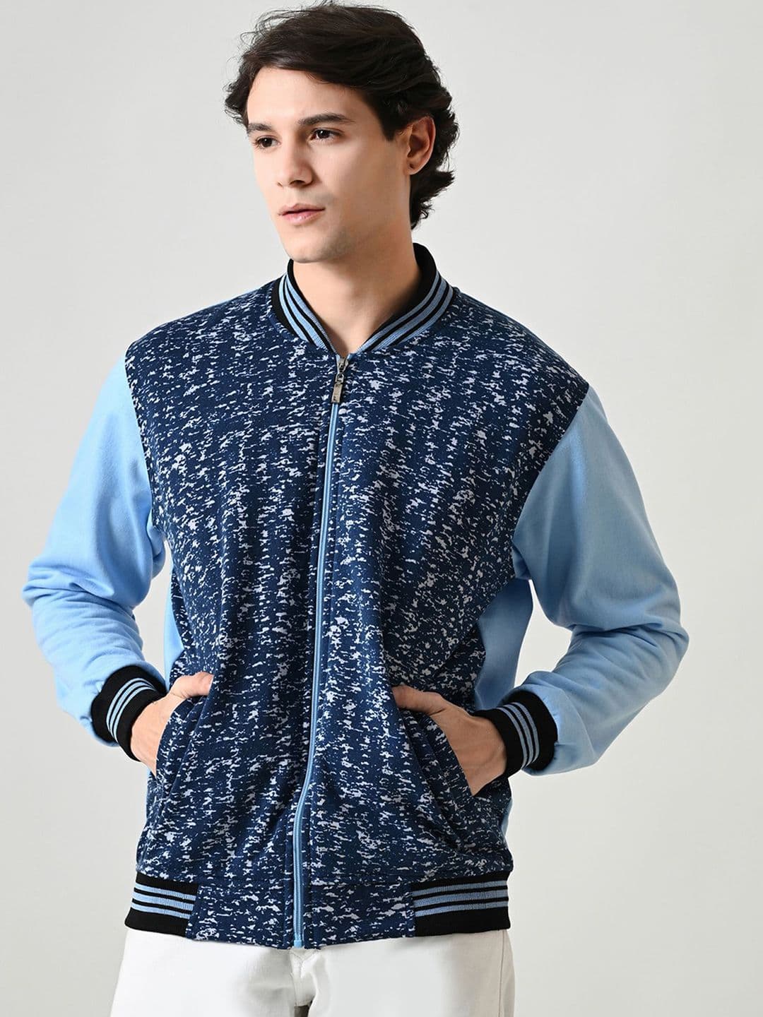 BAESD Men Fleece Lightweight Open Front Jacket with Embroidered - view 1