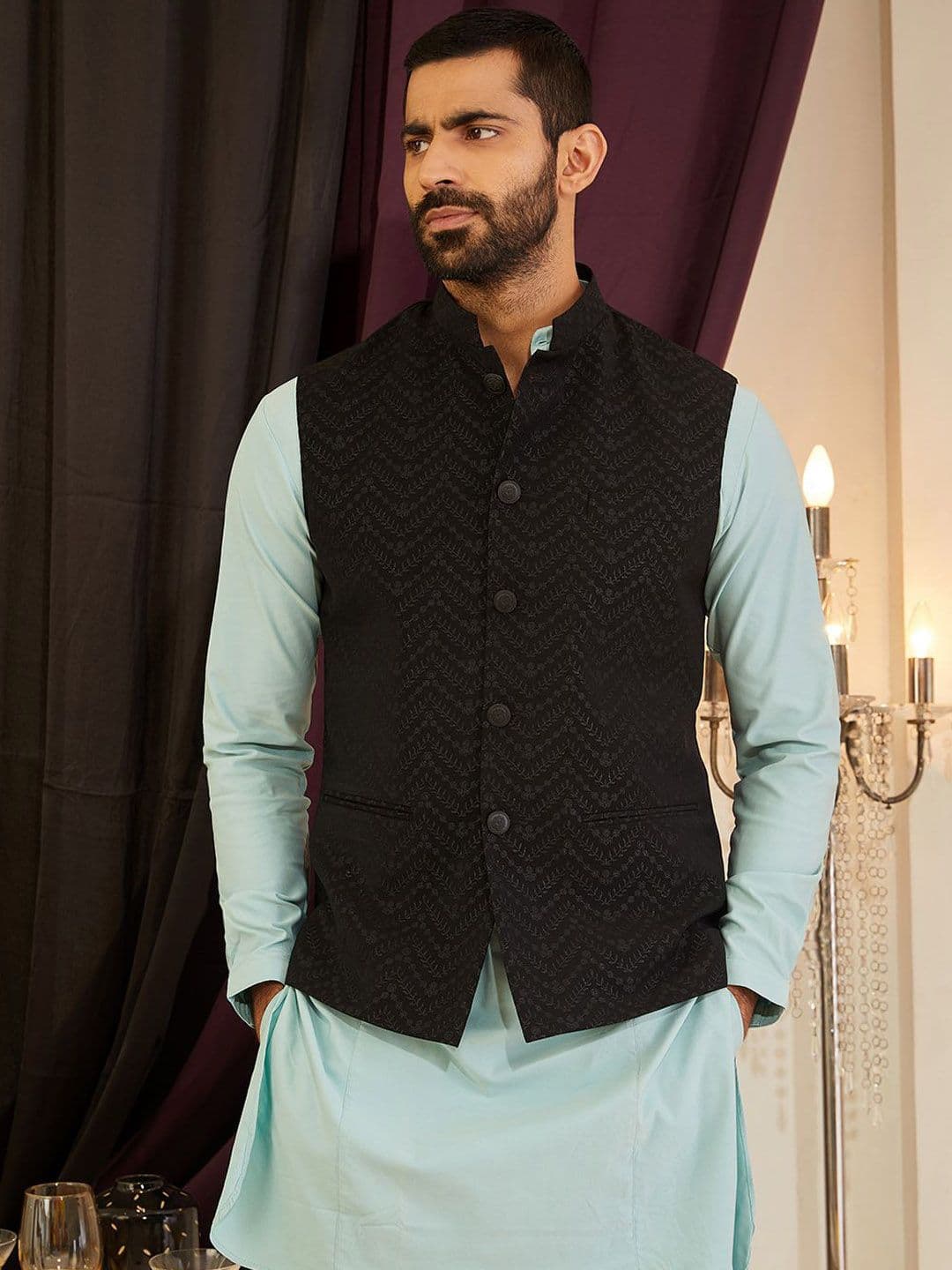 MR BUTTON Embroidered Nehru Jacket - view 1