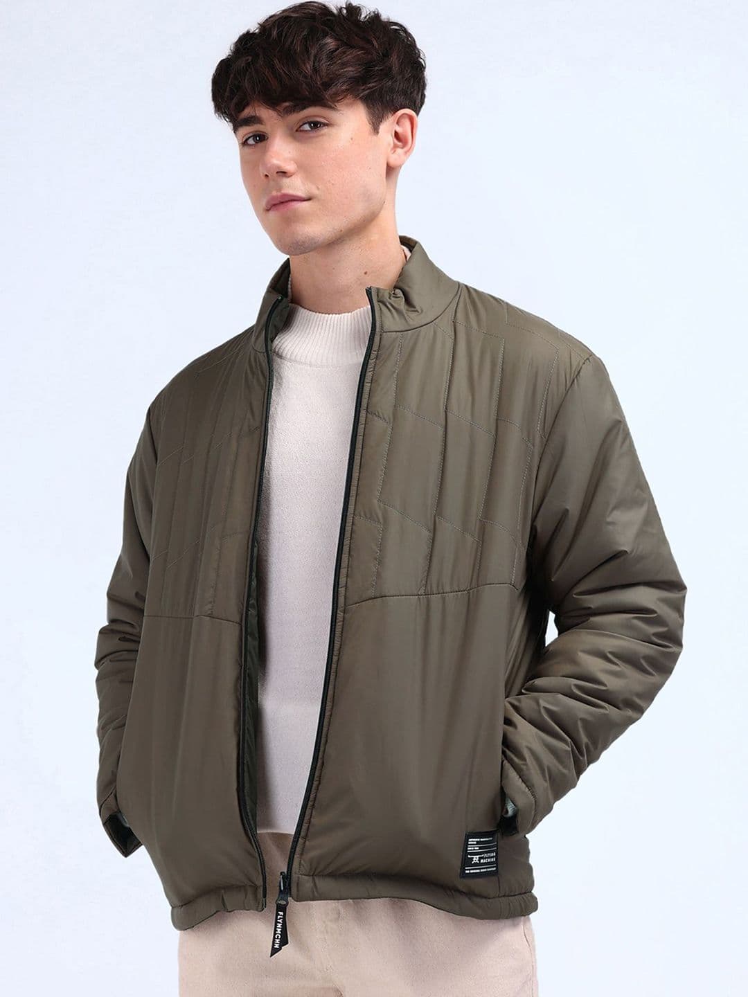 Flying Machine Men Brand Logo Polyester Bomber Jacket - view 1