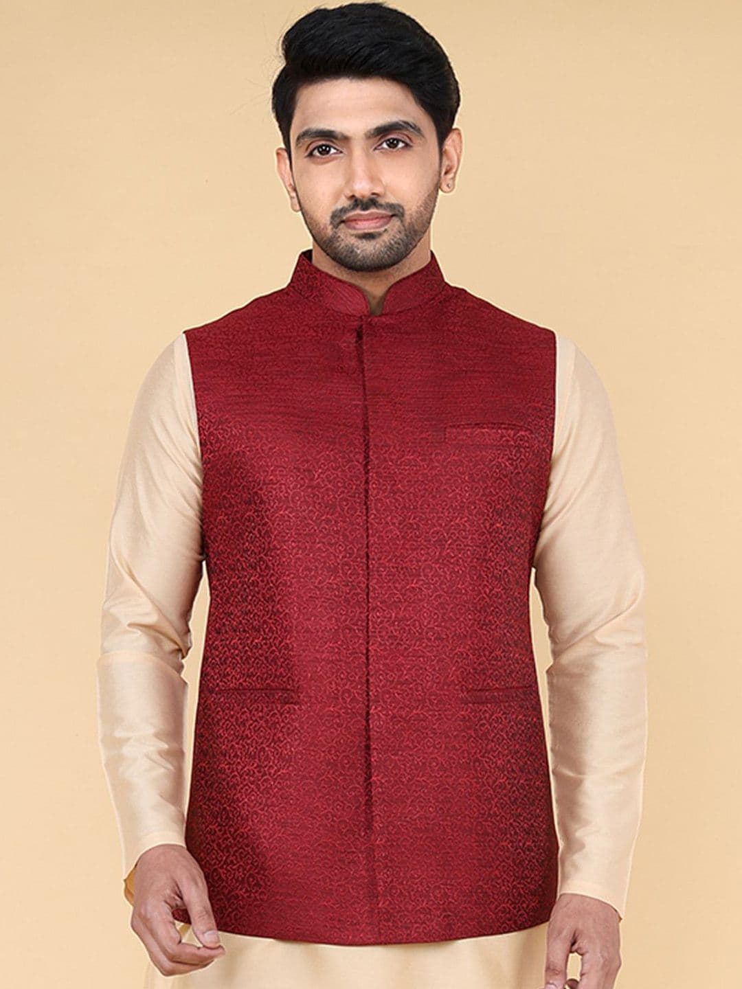 ZOIS Men Woven Design Nehru Jacket - view 1