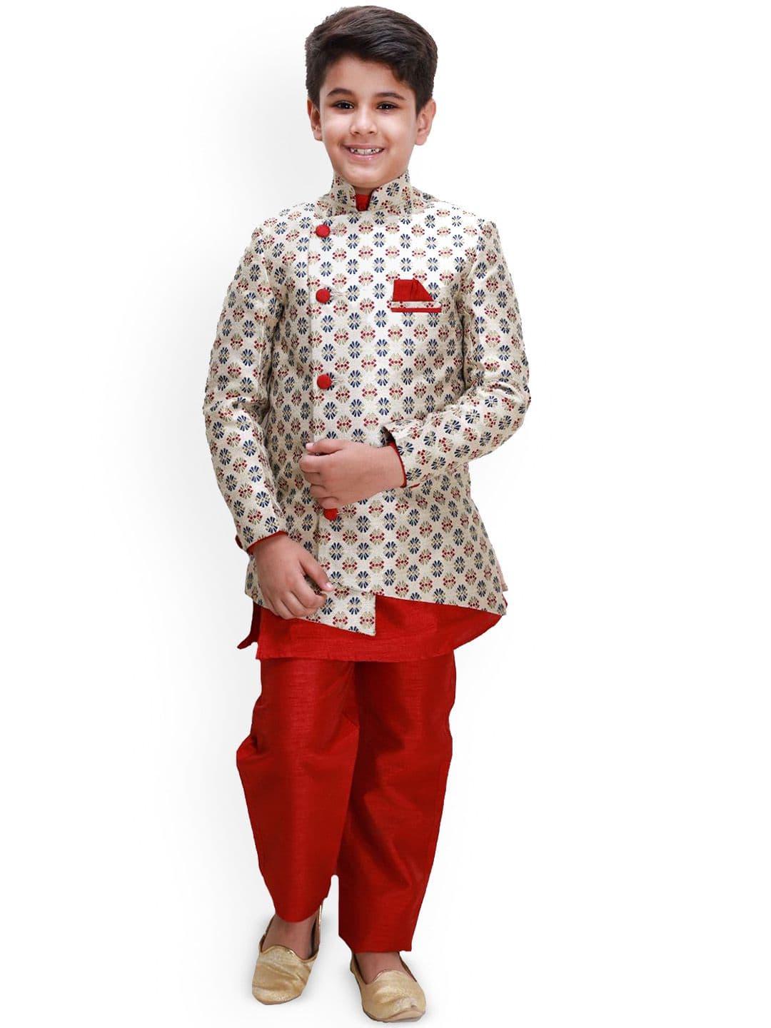 BAESD Boys Woven Design Cotton Sherwani Set - view 1