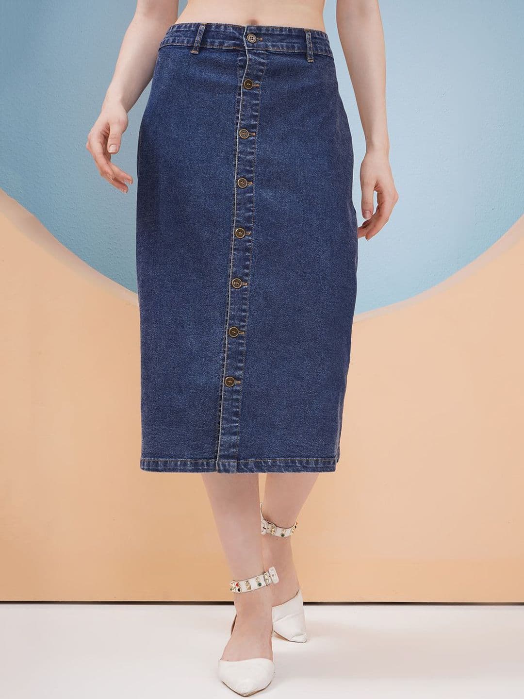 PUELLA Women Straight Denim Midi Skirts - view 1