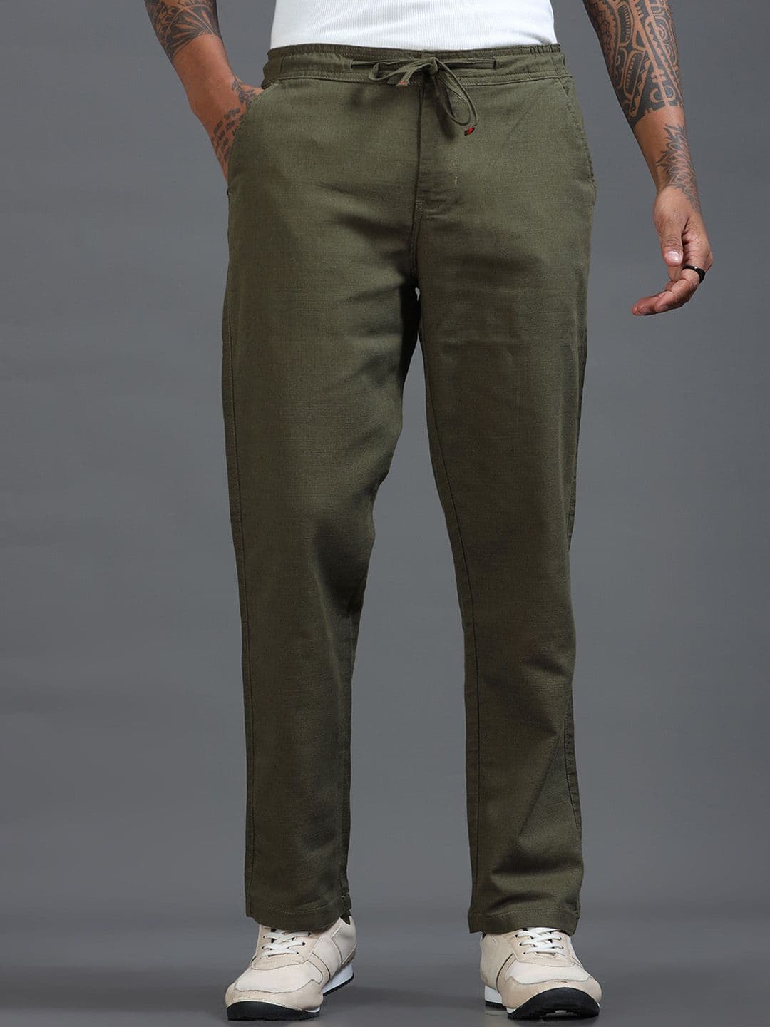 The Roadster Lifestyle Co Men Mid-Rise Loose Fit Trousers - view 1