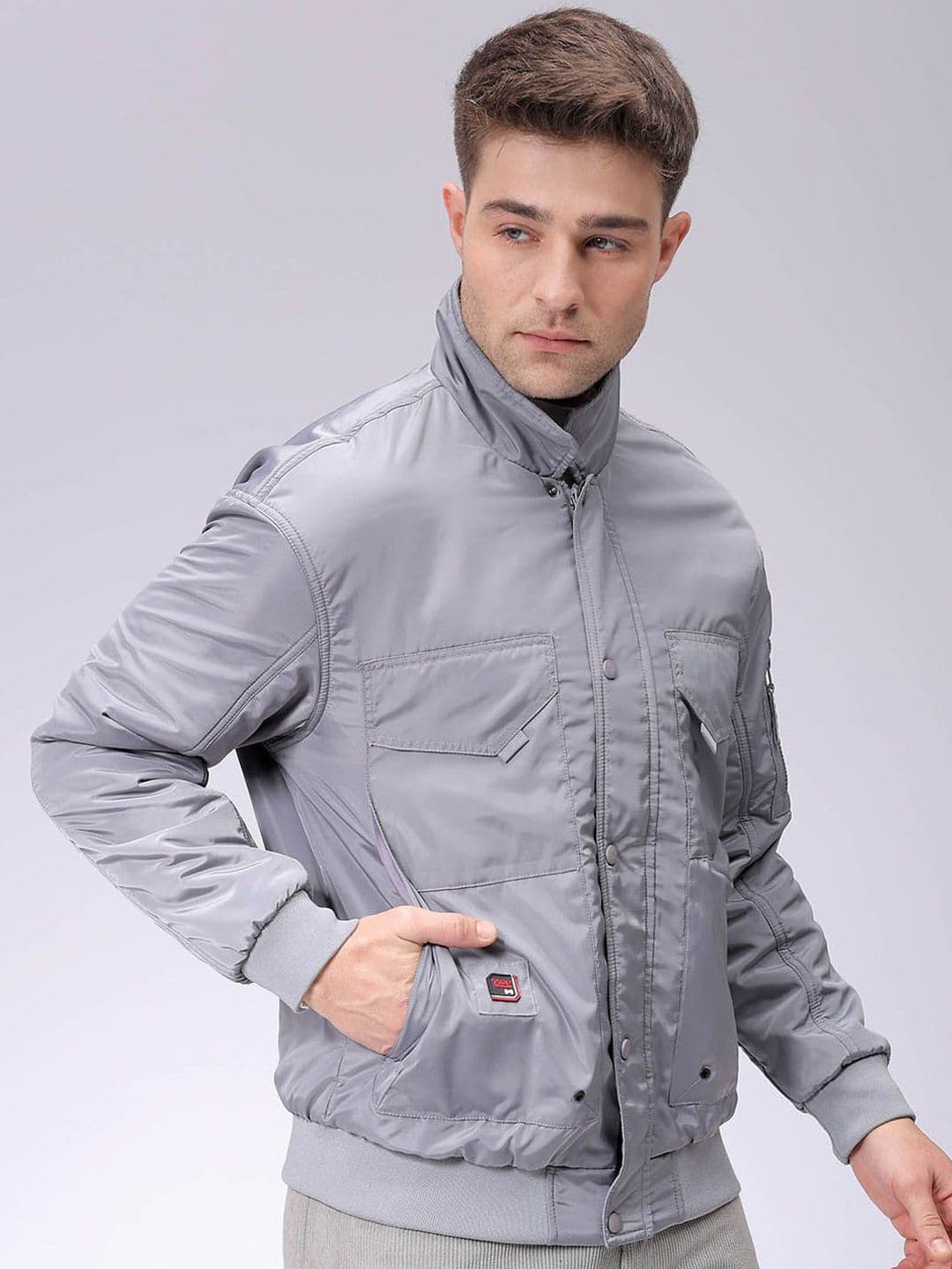 The Indian Garage Co Men Solid Padded Bomber Utility Jacket - view 1