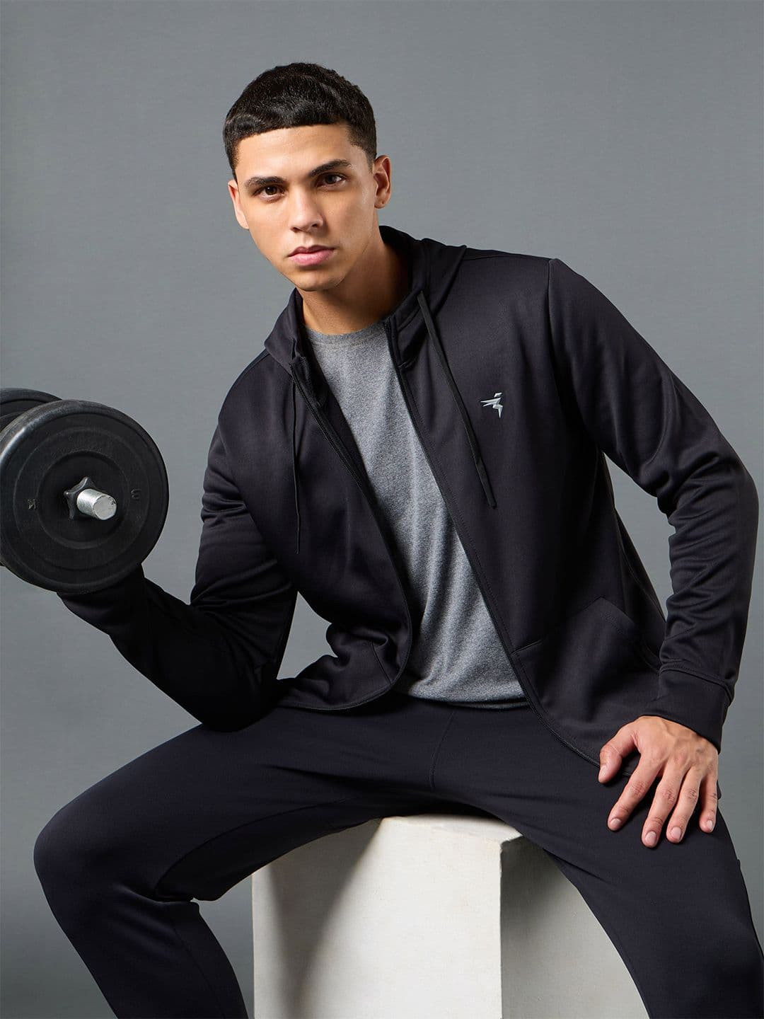Technosport Men Solid Slim Fit Hooded Sports Sweatshirt - view 1