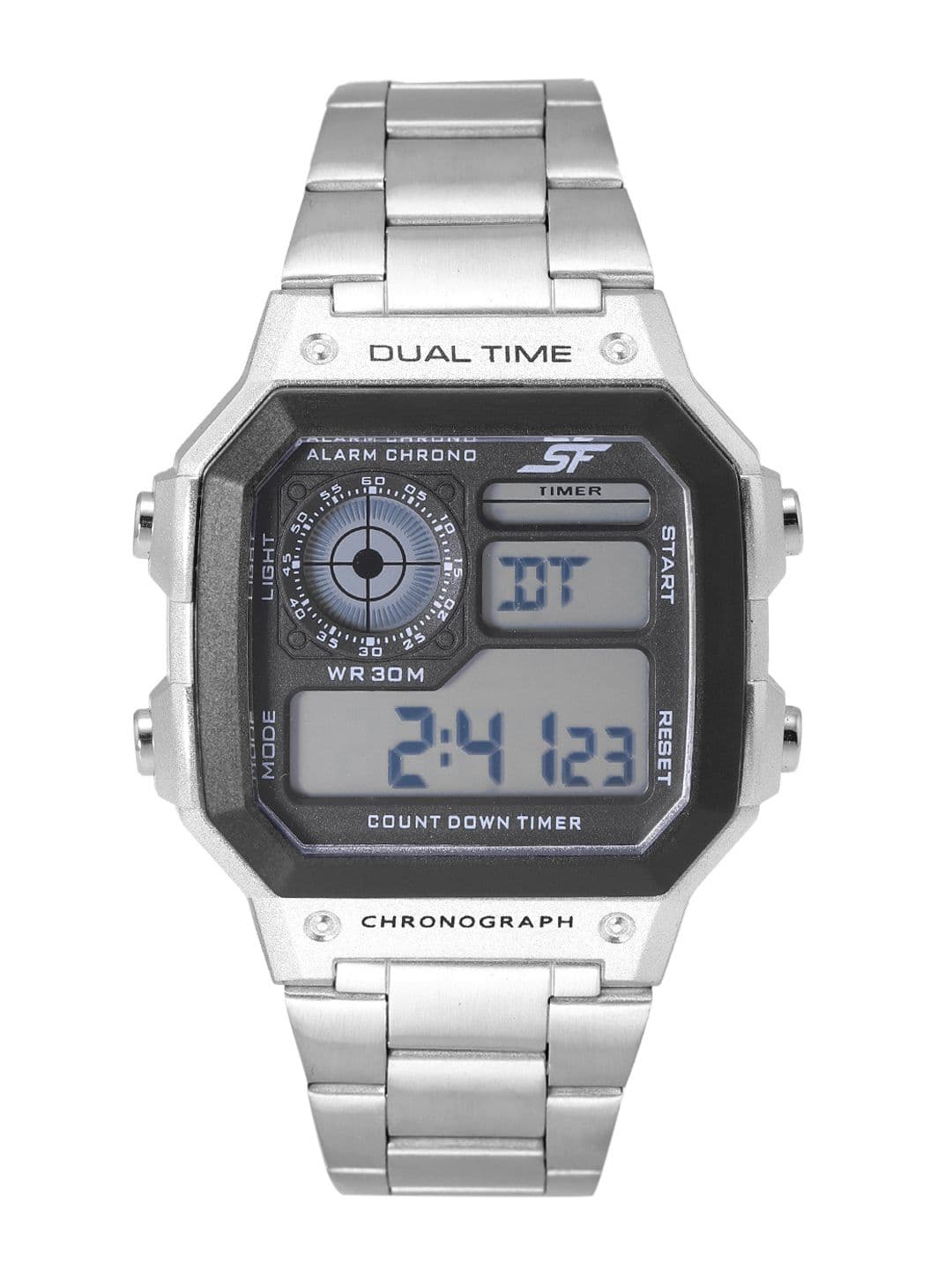 Sonata Sf Hexa Metal Digital With Silver Strap Unisex Watch - Nt77134pm01w - view 1