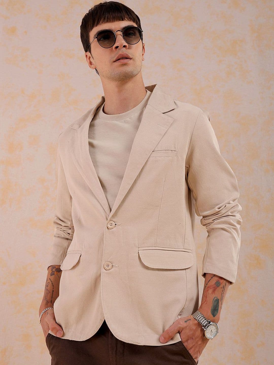 The Indian Garage Co Slim Fit Cotton Single-Breasted Blazer - view 1