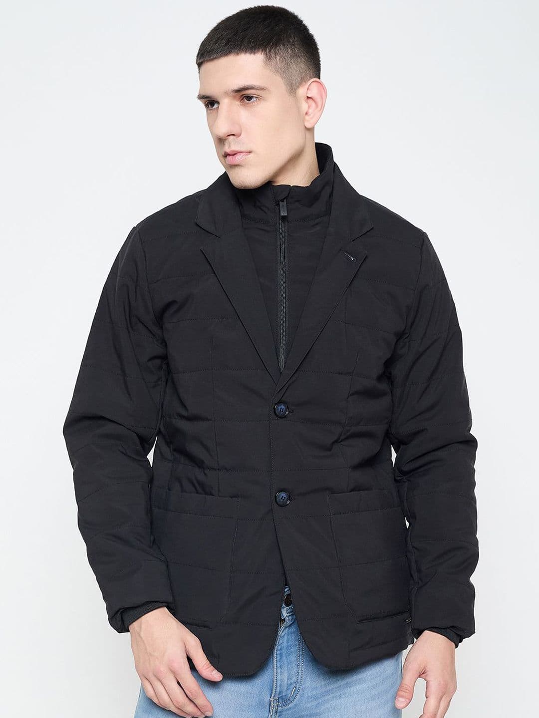 Duke Men Geometric Longline Quilted Jacket - view 1