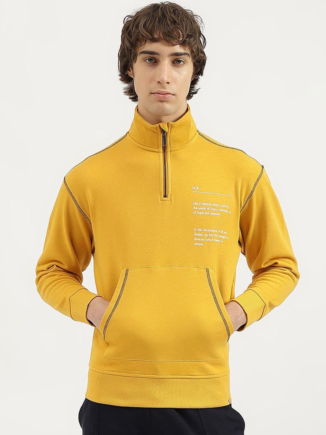 United Colors of Benetton Men Mock Collar Pullover Sweatshirt - view 1