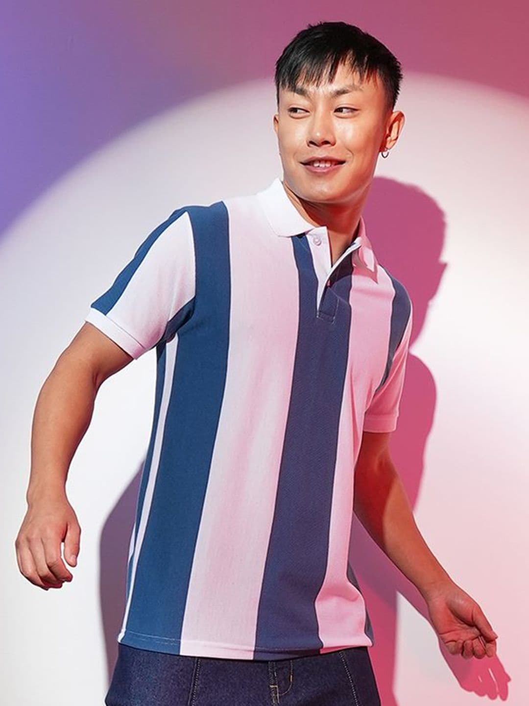 CAHOOT Men Striped Polo Collar Cotton T-shirt - view 1