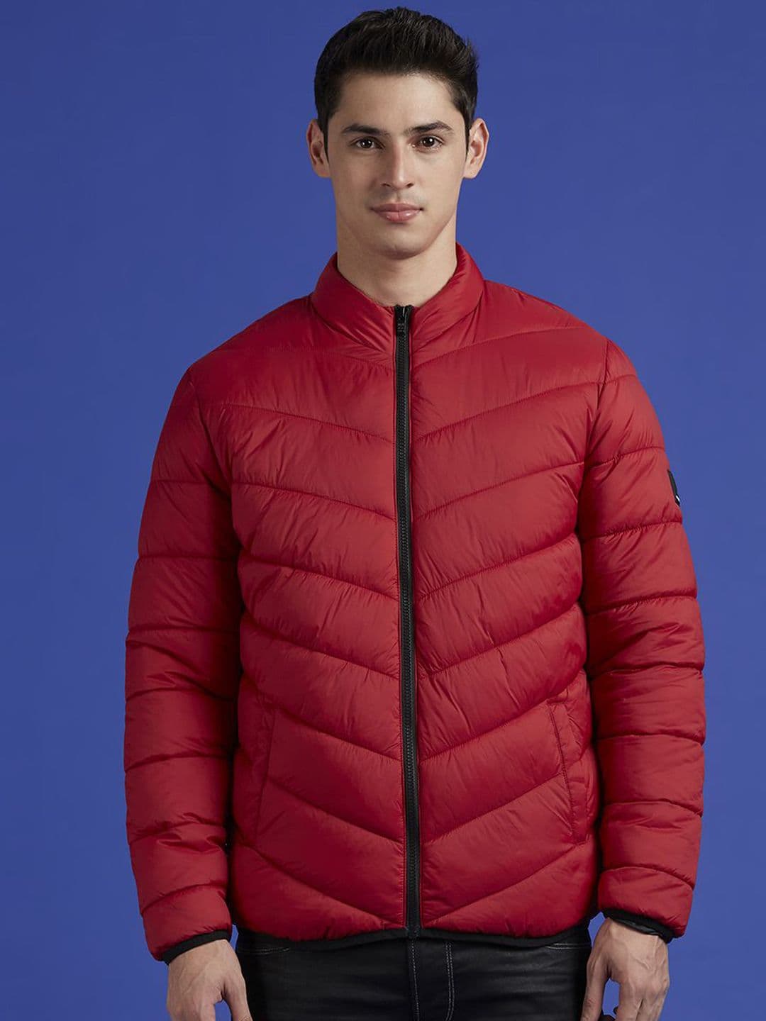 Pepe Jeans Men Mock Collar Solid Casual Puffer Jacket - view 1
