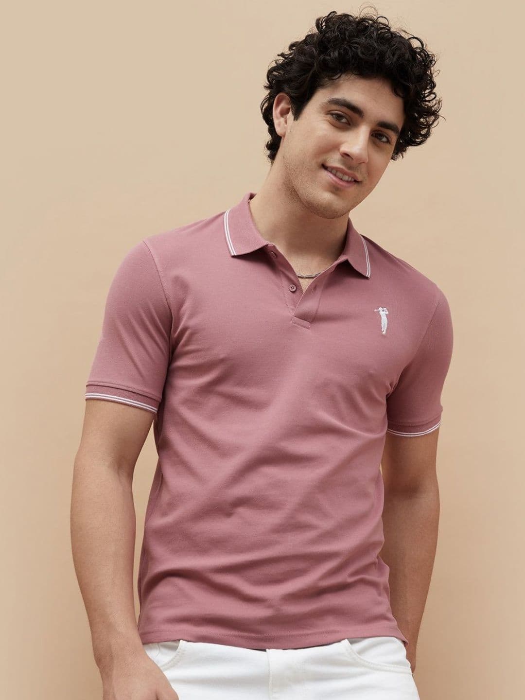 Bossini Men Solid Polo Collar Cotton T-shirt - view 1