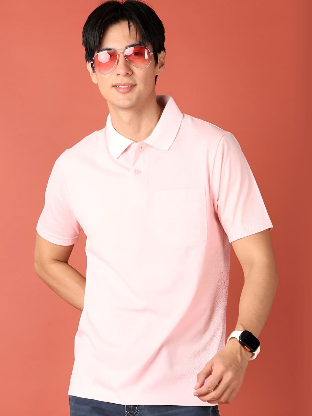 V-Mart Men Solid Polo Collar Slim Fit T-shirt - view 1